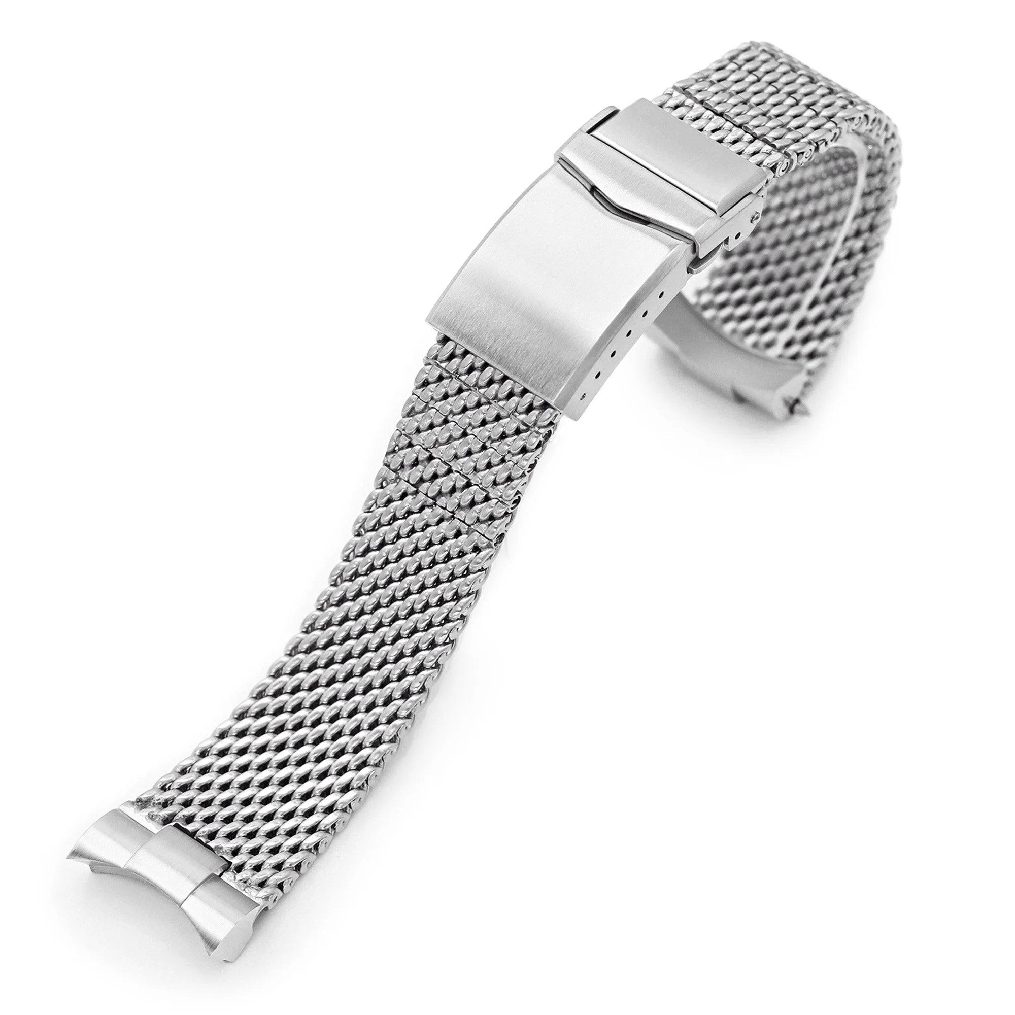Strapcode Massy mesh bracelet 22mm stainless steel with polished buckle for Tudor Black Bay 41 watch