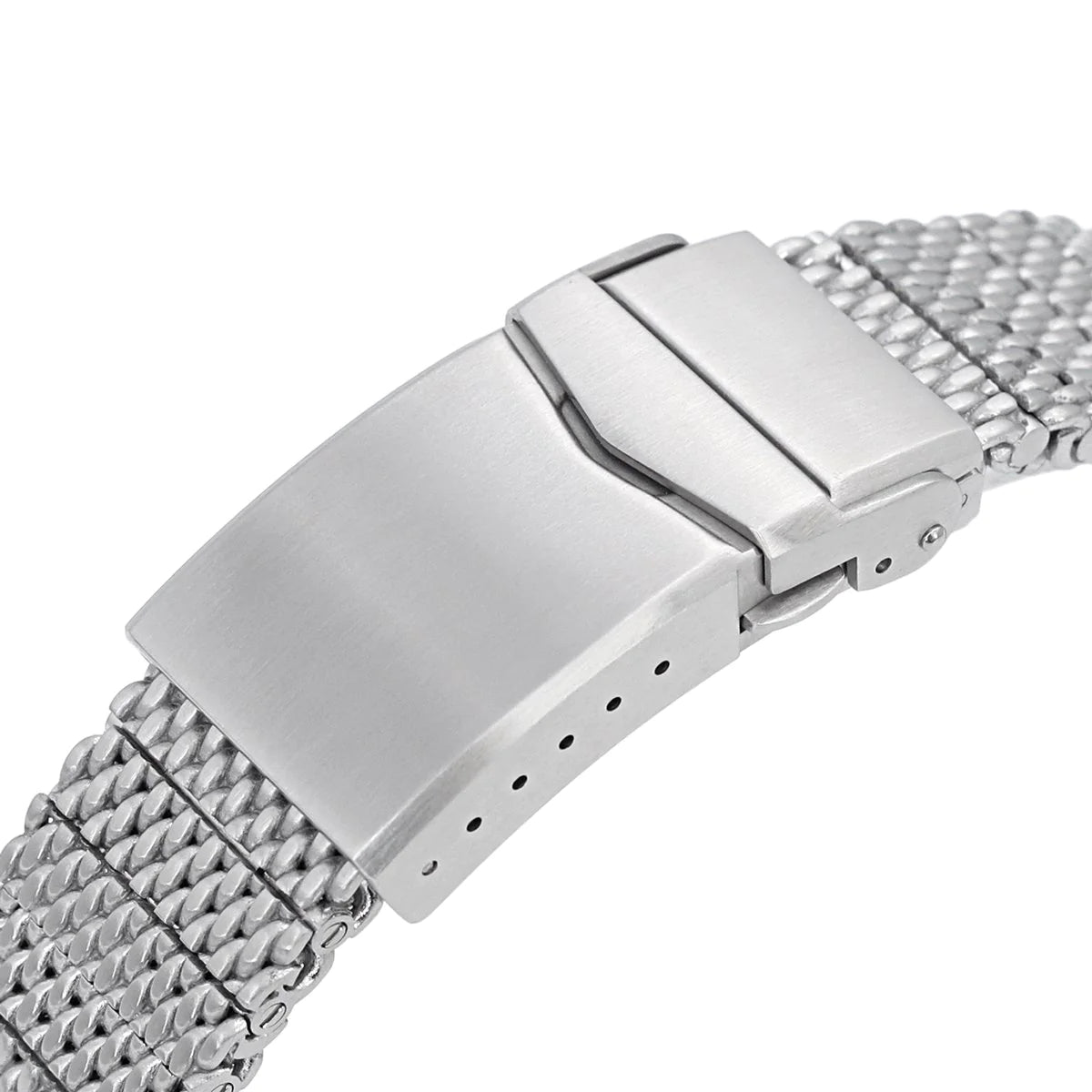 Strapcode Massy mesh bracelet 22mm for Tudor Black Bay 41 with brushed silver buckle clasp