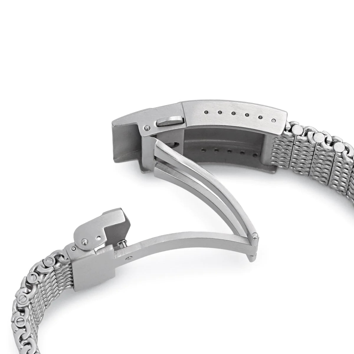 Strapcode Massy Mesh Bracelet for Tudor Black Bay 41 22mm watch band with polished steel links and deployant clasp