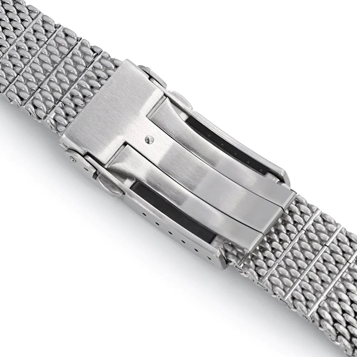 Stainless steel mesh bracelet with polished clasp for Tudor Black Bay 41mm watch, 22mm width