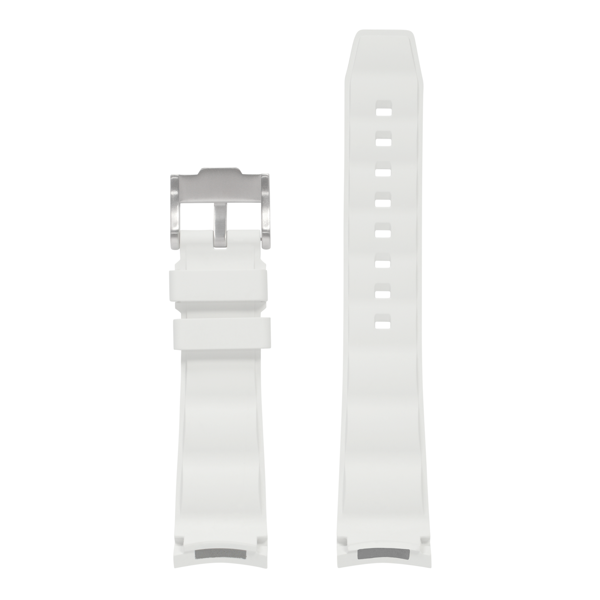 White rubber watch strap with stainless steel buckle for Rolex Submariner, 21mm width with ventilation holes