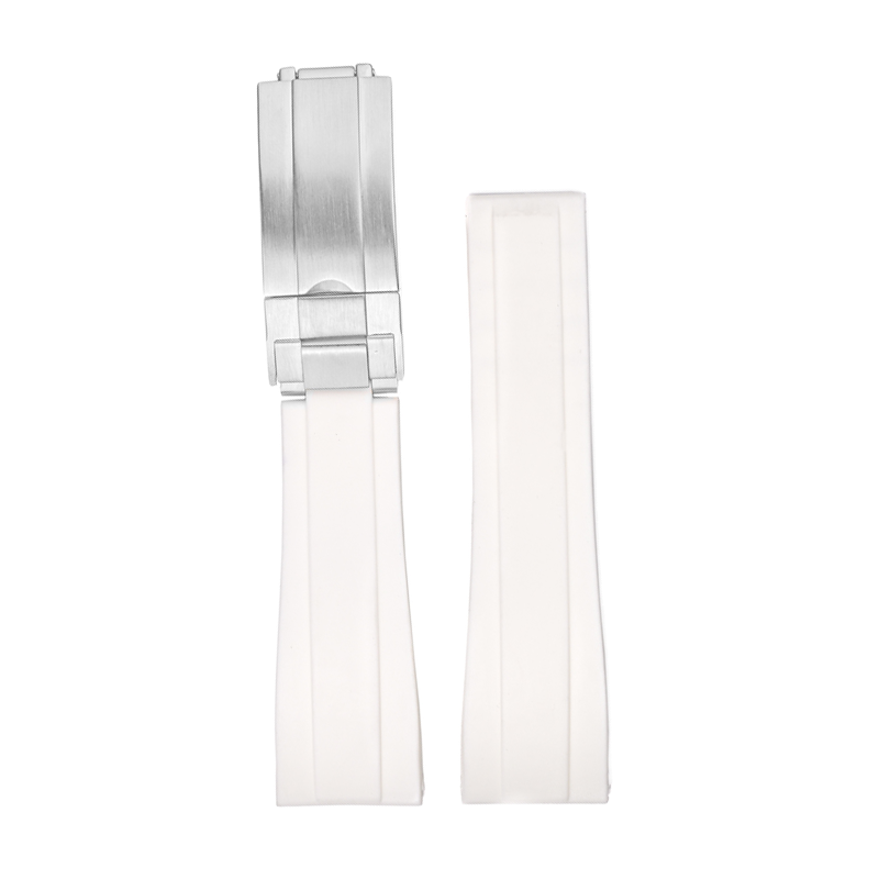 Vulcanised Rubber with Oyster Clasp - White