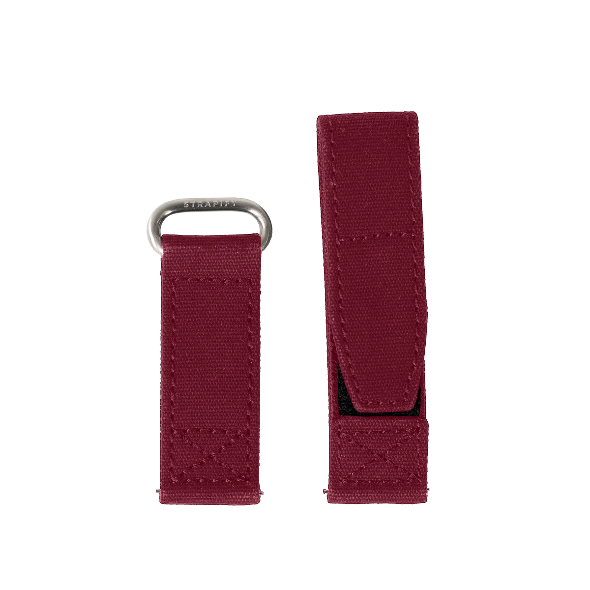 Burgundy military-style velcro watch straps with metal D-ring loop for Galaxy Watch 8 and Ultra models