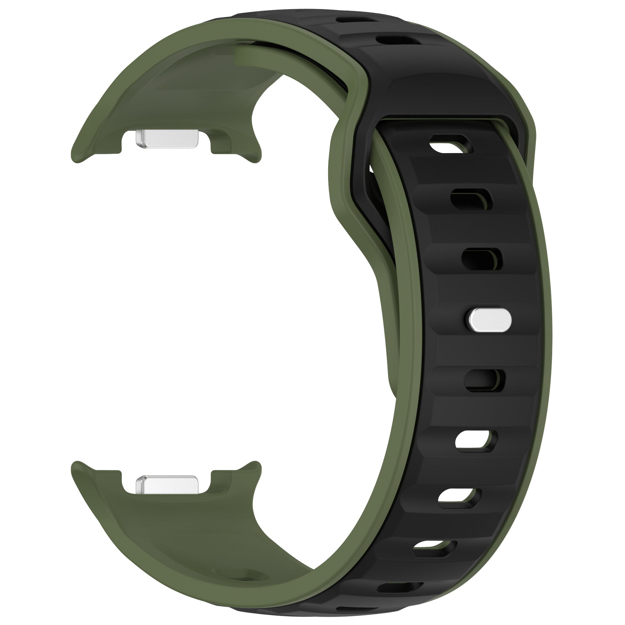 Two-tone silicone watch band with olive green and black sport strap for Galaxy Watch 8