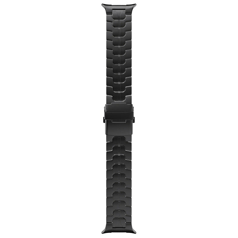Black stainless steel link bracelet strap for Galaxy Watch Ultra with secure clasp closure
