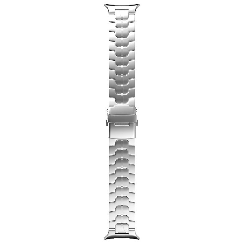Stainless steel smartwatch band with articulated link bracelet and deployment clasp for Galaxy Watch Ultra