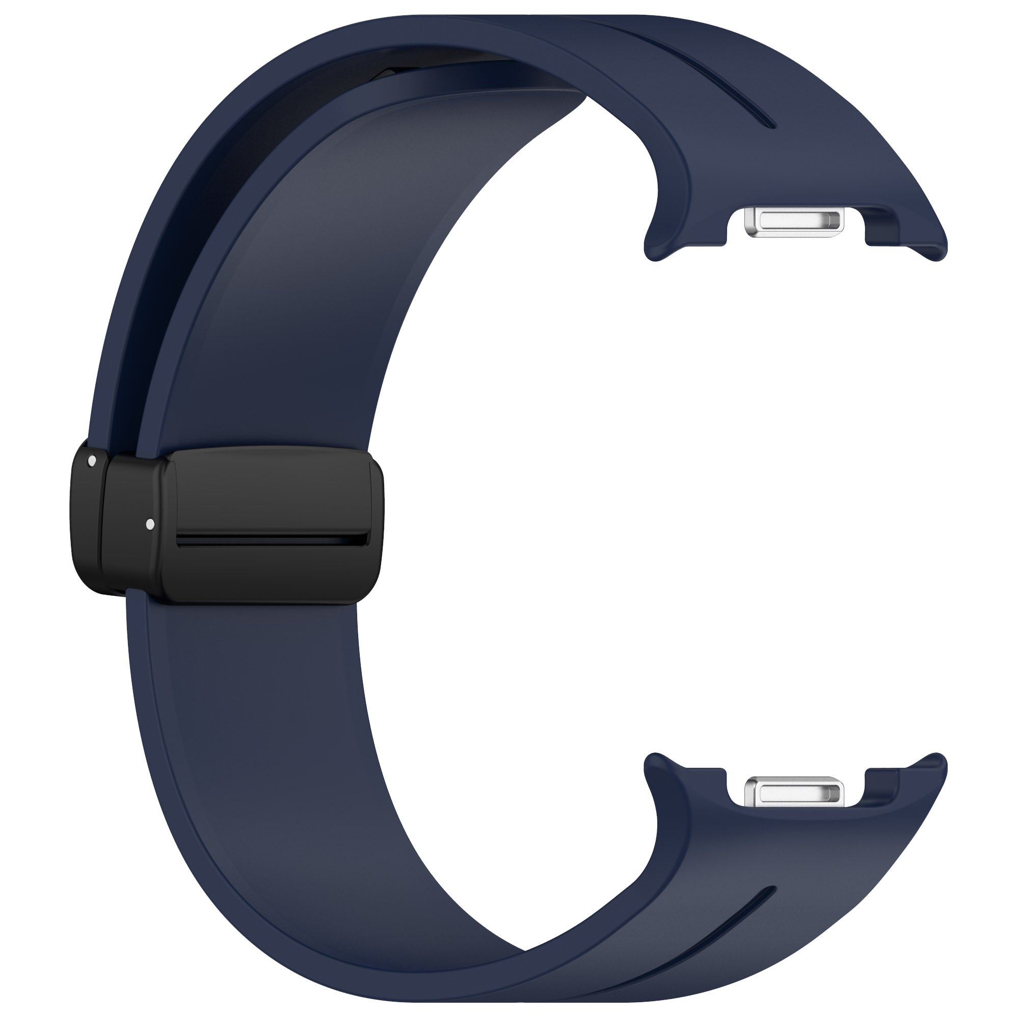 Navy blue silicone smartwatch band with magnetic deployant clasp for Galaxy Watch 8