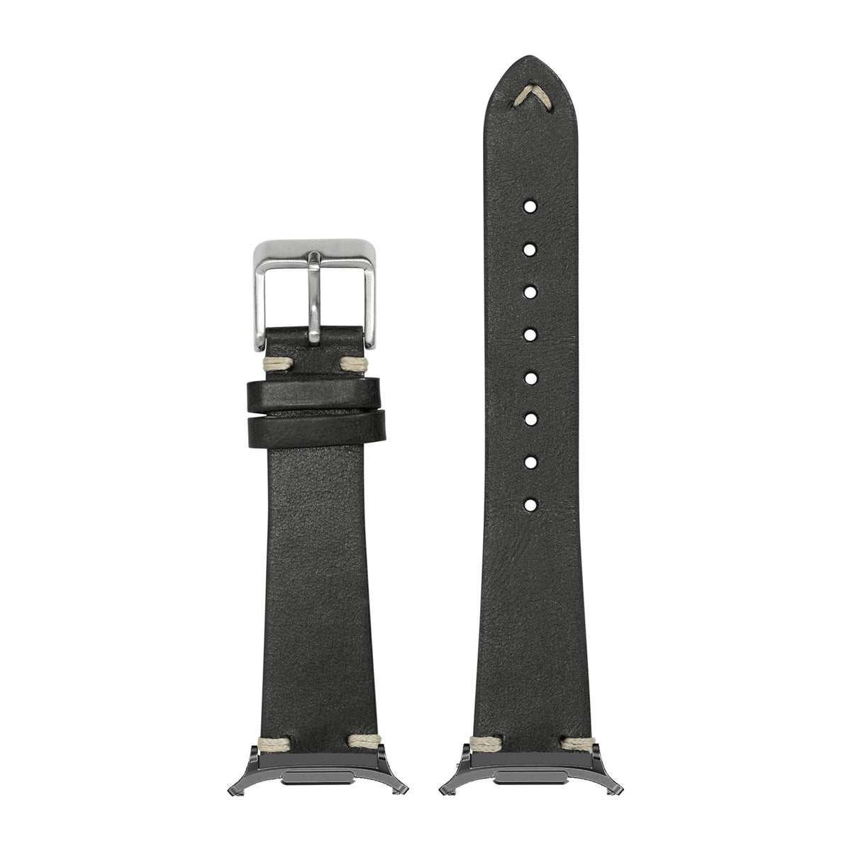 Vintage Knotted Leather - Black for the Galaxy Watch 8, 9 and Ultra with Grey adapter fitted