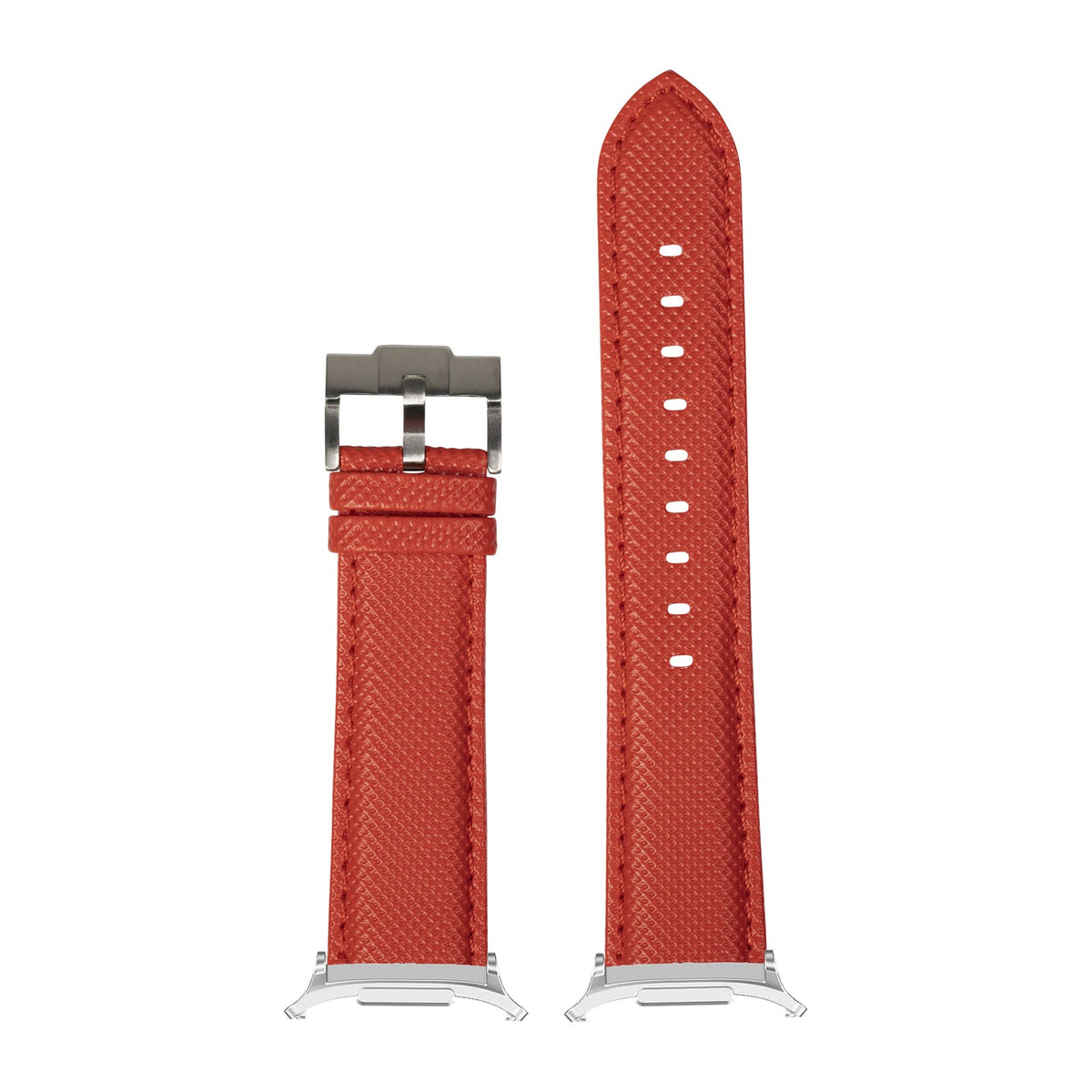 Sailcloth - Red for the Galaxy Watch 8, 9 and Ultra with Silver adapter fitted