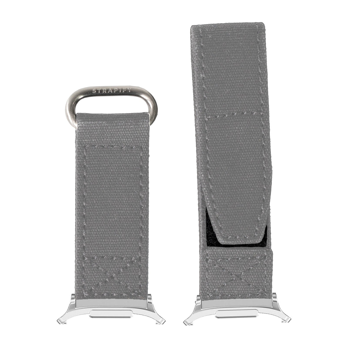 Military Velcro - Grey for the Galaxy Watch 8, 9 and Ultra with Silver adapter fitted