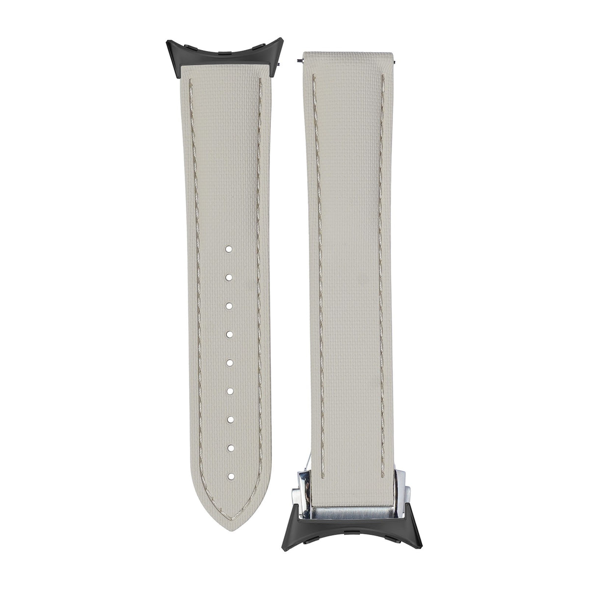Textured FKM Rubber Beige with Google Pixel Spring Bar Adapters - Wear Any 20mm Strap! for Pixel Watch 3-5 45mm