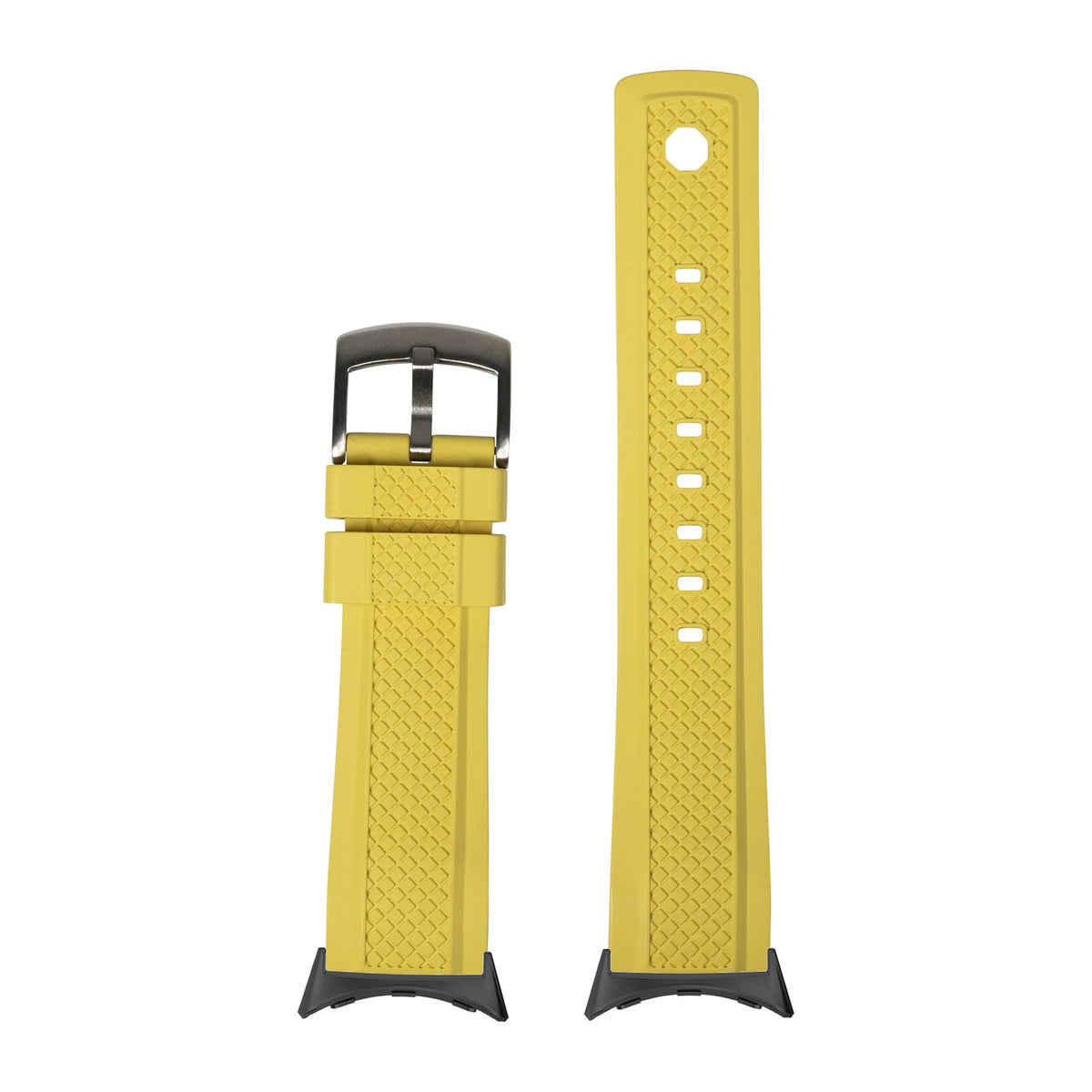 GridLock FKM Rubber - Yellow with Google Pixel Spring Bar Adapters - Wear Any 20mm Strap! for Pixel Watch 3-5 45mm