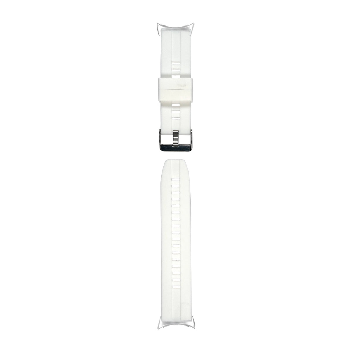 Flexi Silicone 2 White Silver with Google Pixel Spring Bar Adapters - Wear Any 20mm Strap! for Pixel Watch 1-5 41mm