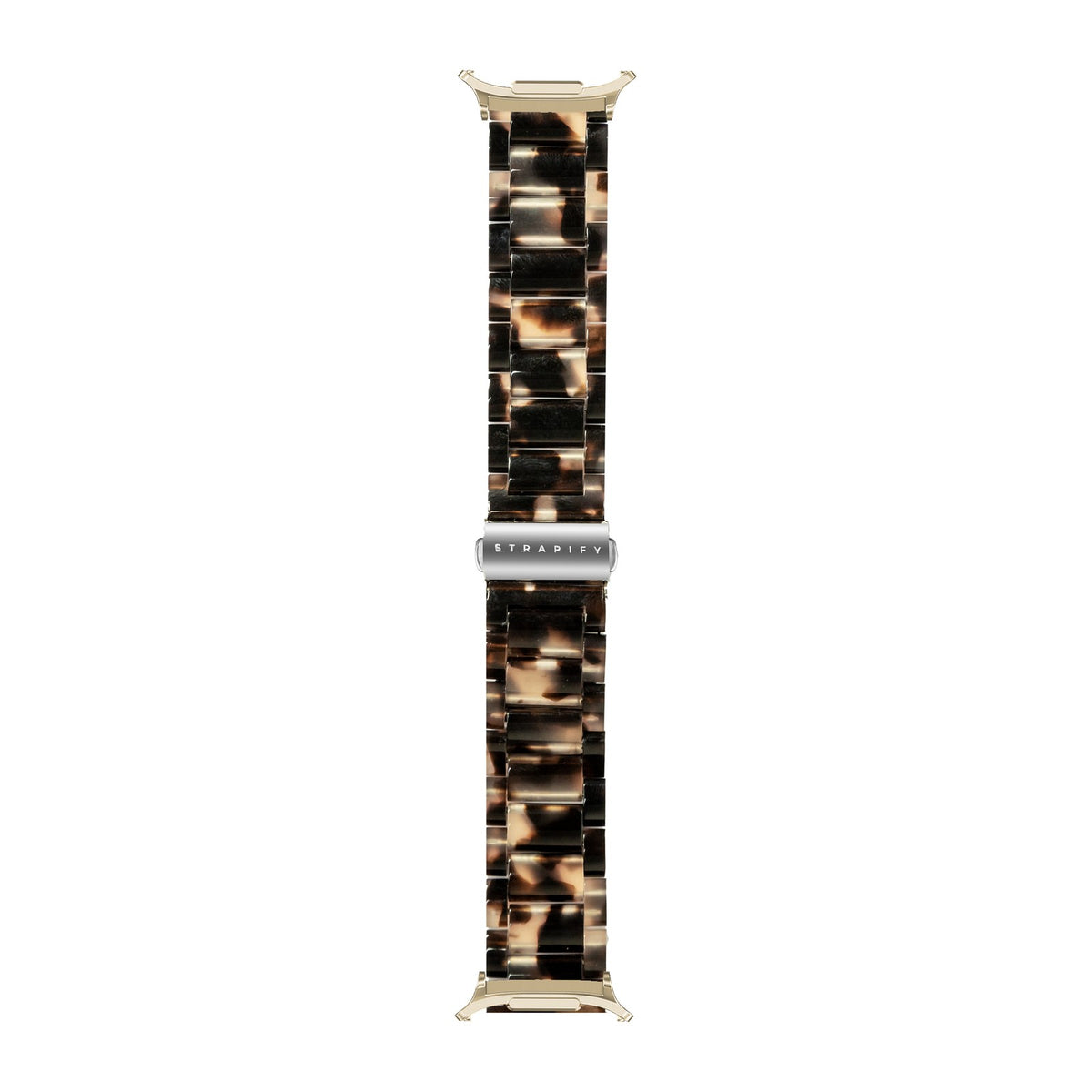 Crystalised Acetate - Tortoiseshell Dark Brown Gold with Strap Adapter for Galaxy Watch 8-9/Ultra