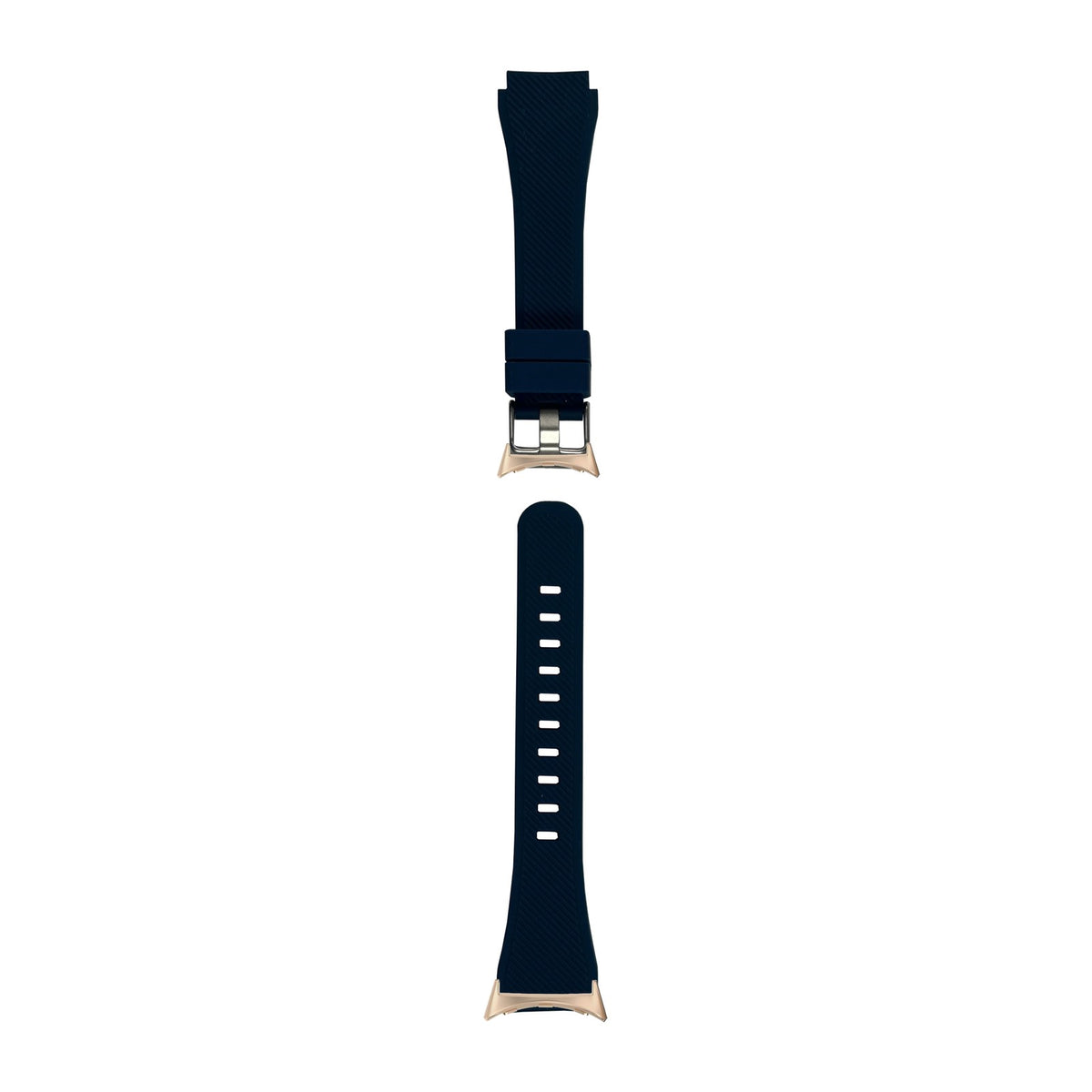 Flexi Silicone Midnight Blue Rose Gold with Google Pixel Spring Bar Adapters - Wear Any 20mm Strap! for Pixel Watch 1-5 41mm