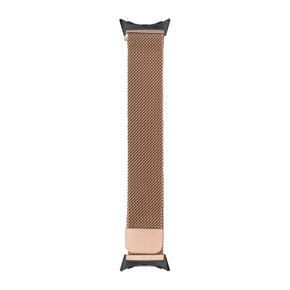 Milanese - Rose Gold Black with Google Pixel Spring Bar Adapters - Wear Any 20mm Strap! for Pixel Watch 3-5 45mm