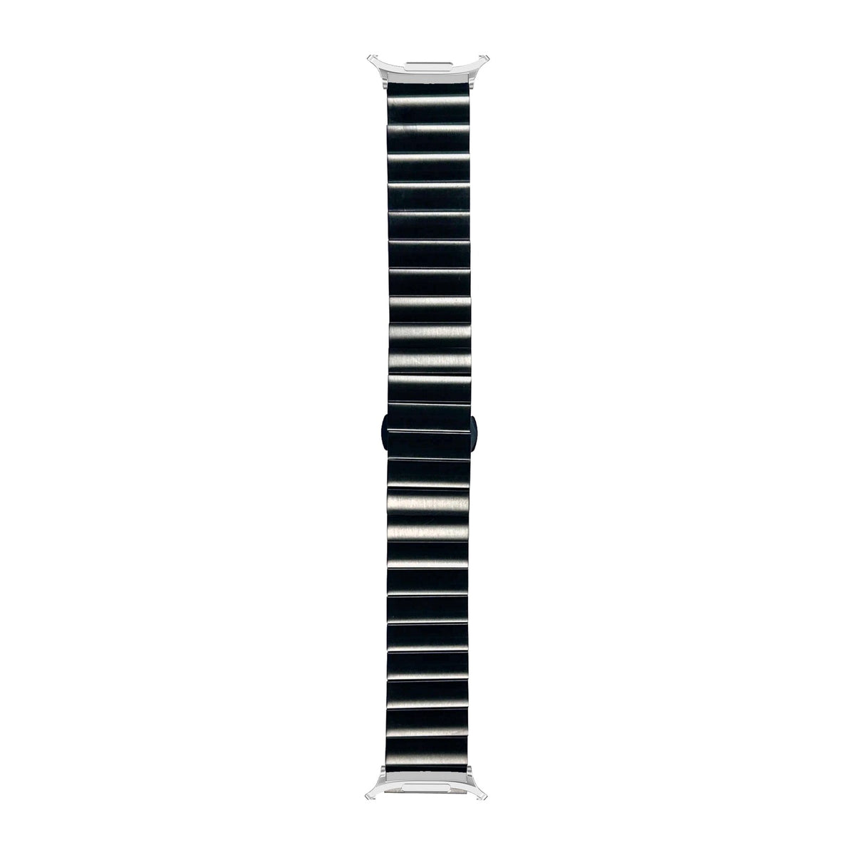 Steel Bracelet (Black) - Deployant Clasp 3 Silver with Strap Adapter for Galaxy Watch 8-9/Ultra