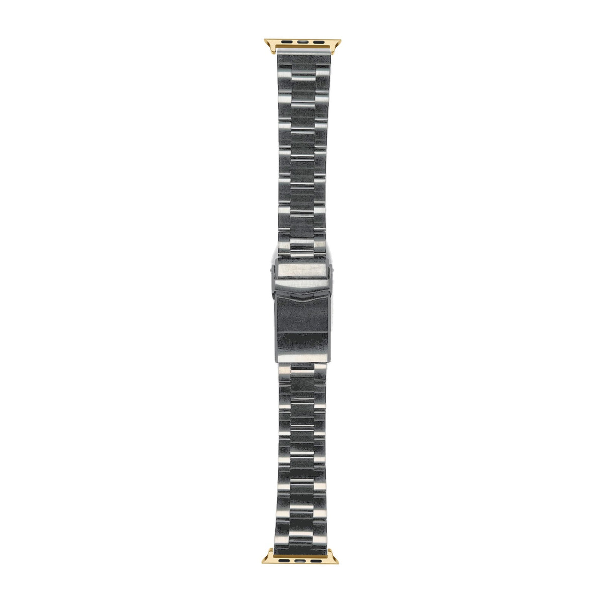 Black Super-O Steel Bracelet Gold with V-Clasp with DLC Coating with Connecters - Spring Bar Type for Apple Watch
