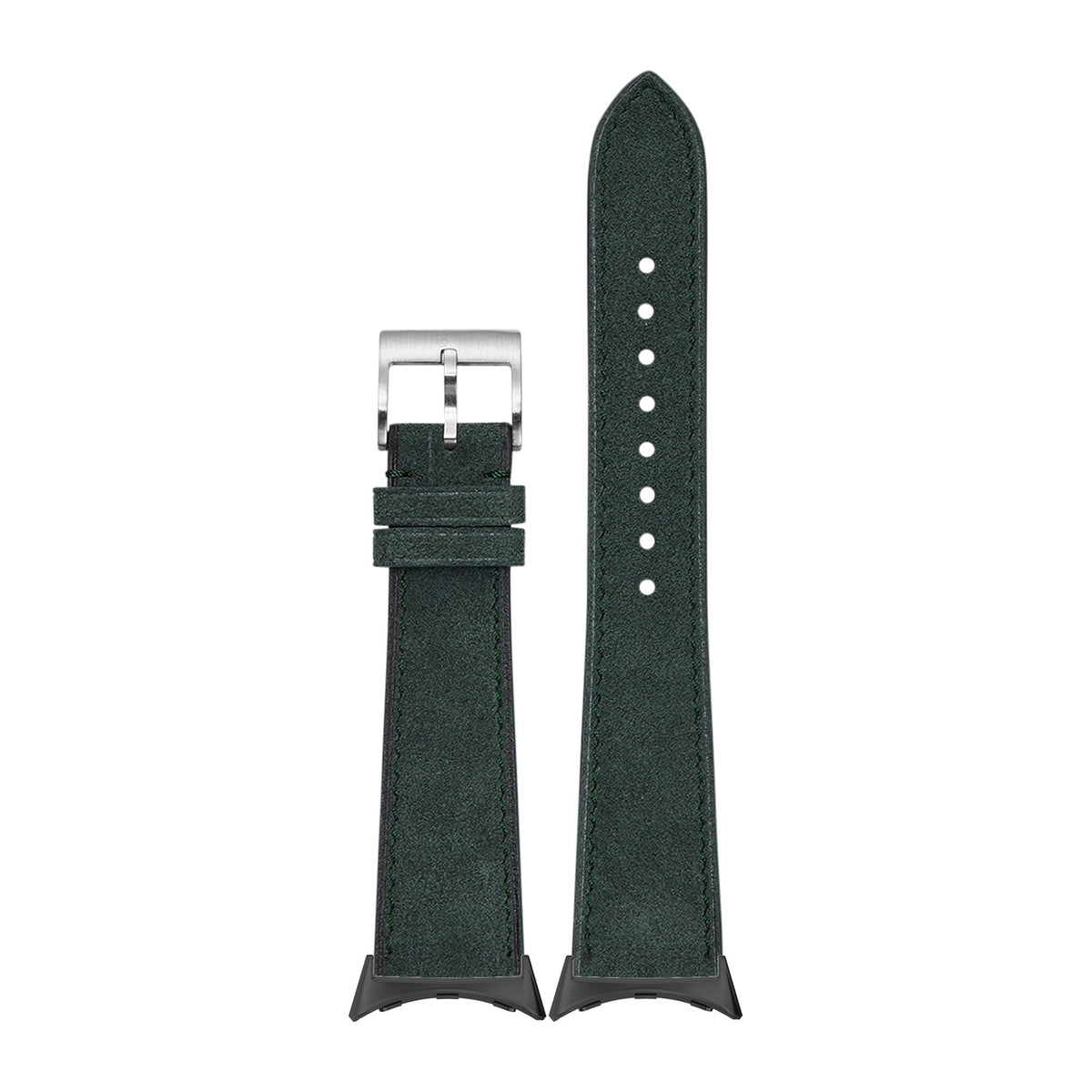Alcantara Leather - Forest Green with Google Pixel Spring Bar Adapters - Wear Any 20mm Strap! for Pixel Watch 1-5 41mm