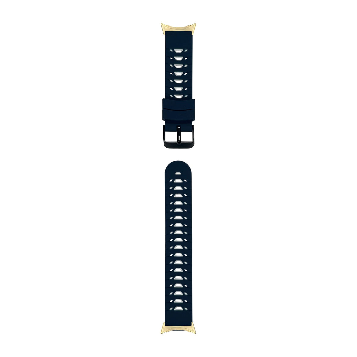 Flexi Silicone - Armour Blue/Grey Gold with Google Pixel Spring Bar Adapters - Wear Any 20mm Strap! for Pixel Watch 1-5 41mm