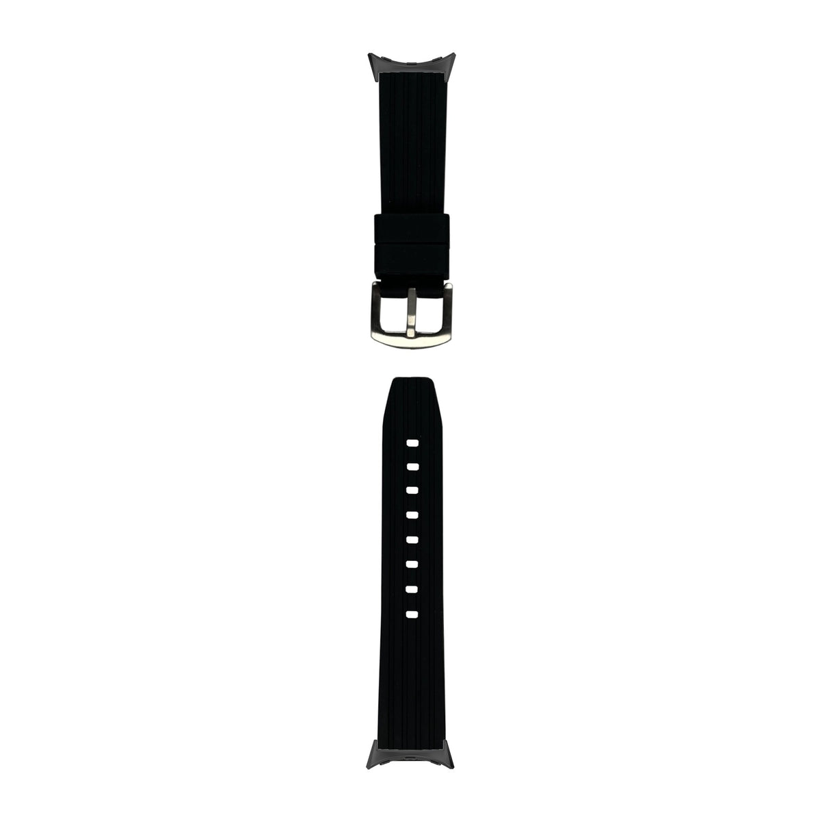 Flexi Silicone 4 Black Black with Google Pixel Spring Bar Adapters - Wear Any 20mm Strap! for Pixel Watch 3-5 45mm