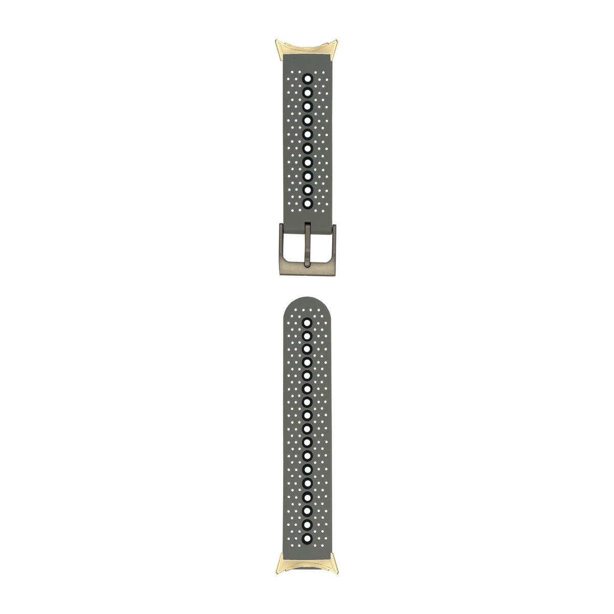 Flexi Sports Silicone 2 Grey Gold with Google Pixel Spring Bar Adapters - Wear Any 20mm Strap! for Pixel Watch 1-5 41mm