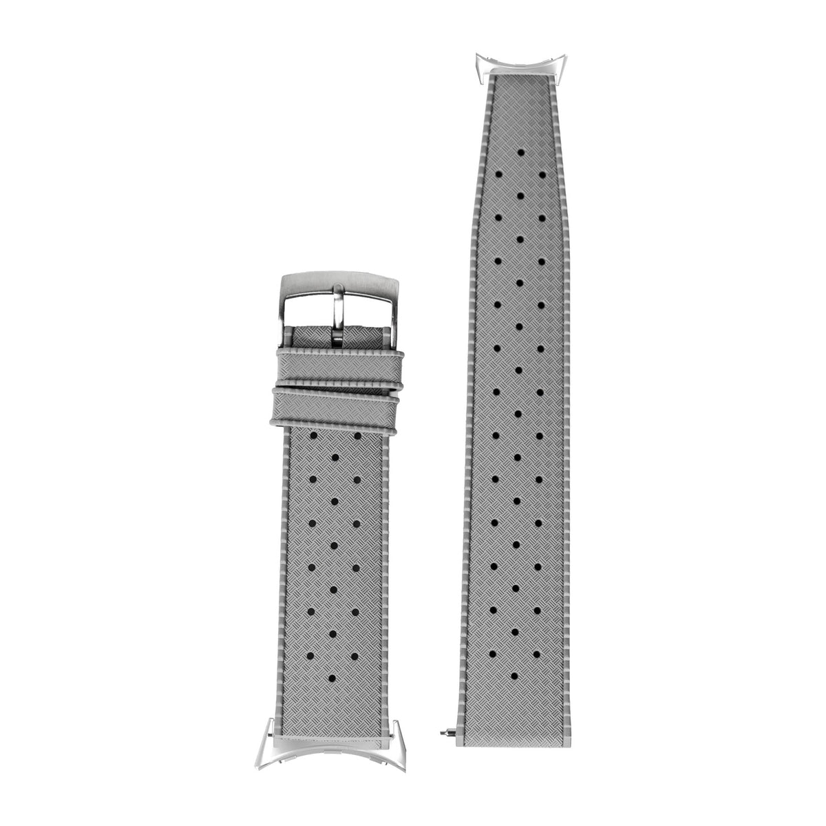 King Tropic FKM Rubber - Grey Silver with Google Pixel Spring Bar Adapters - Wear Any 20mm Strap! for Pixel Watch 1-5 41mm