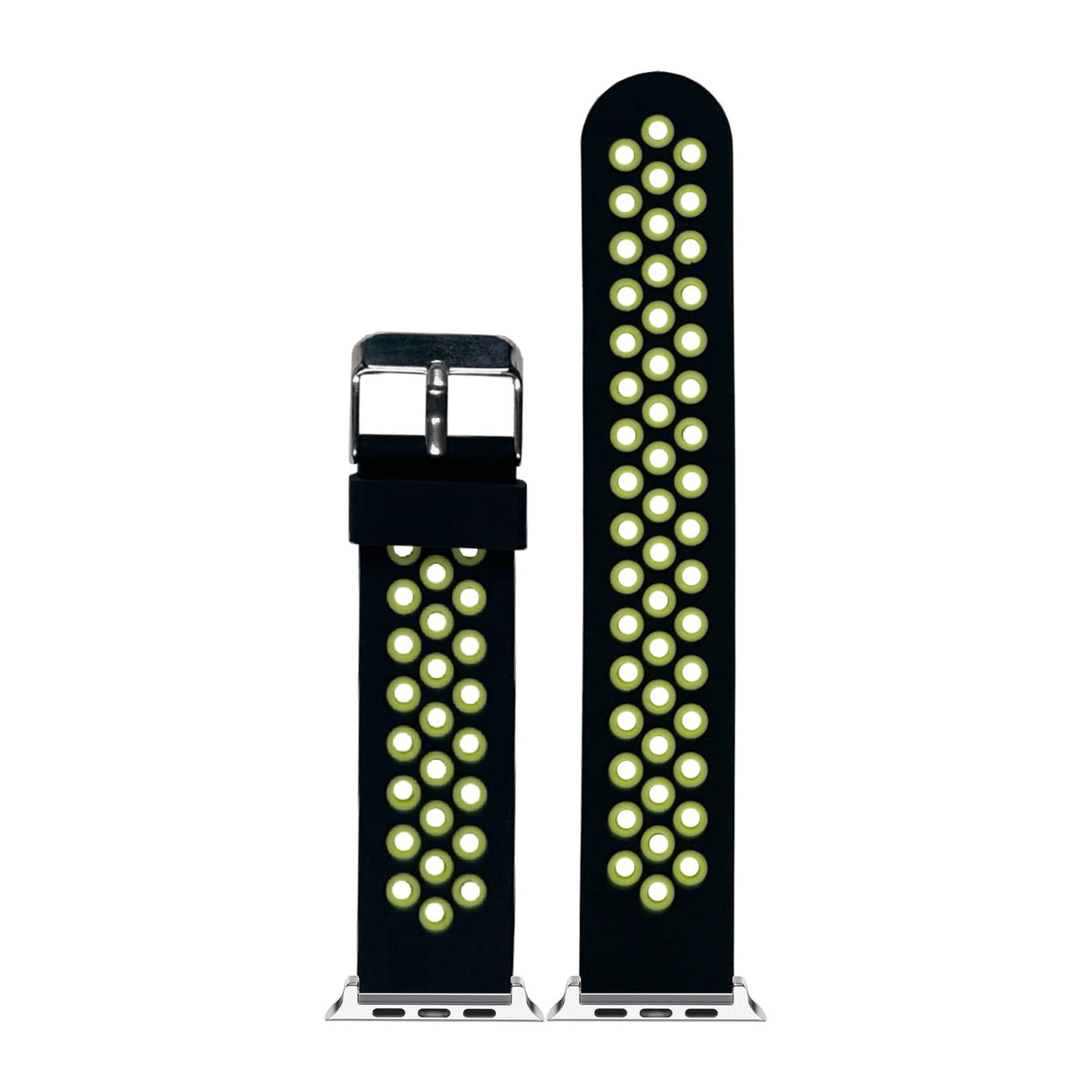 Flexi Sports Silicone Black/Highlighter Green Starlight with Connecters - Spring Bar Type for Apple Watch