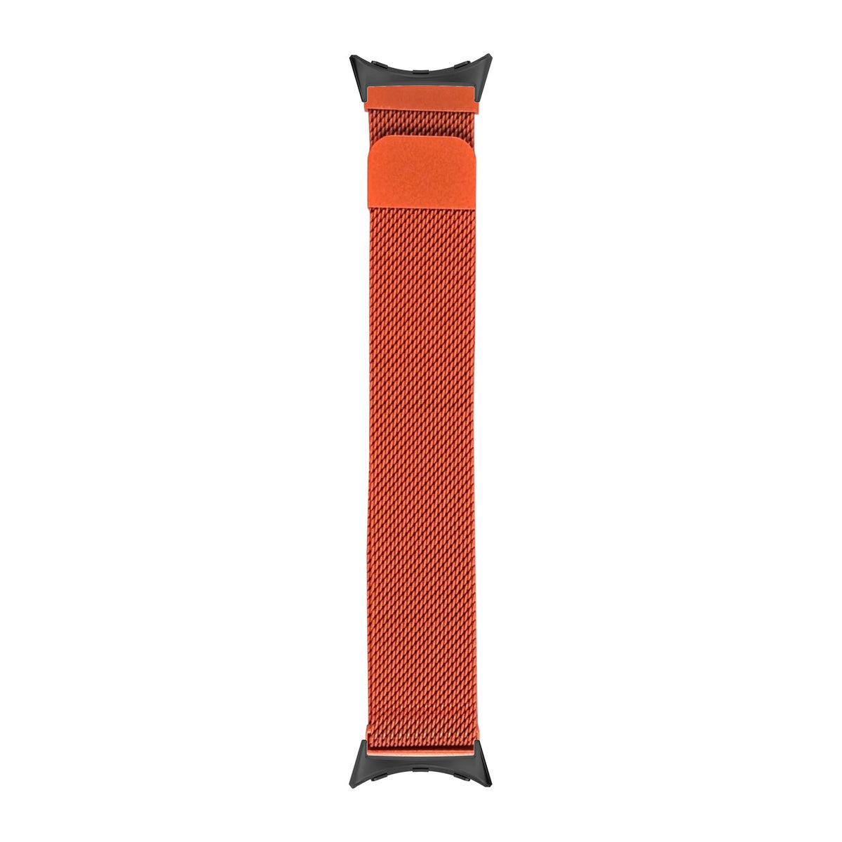 Milanese - Orange Black with Google Pixel Spring Bar Adapters - Wear Any 20mm Strap! for Pixel Watch 1-5 41mm