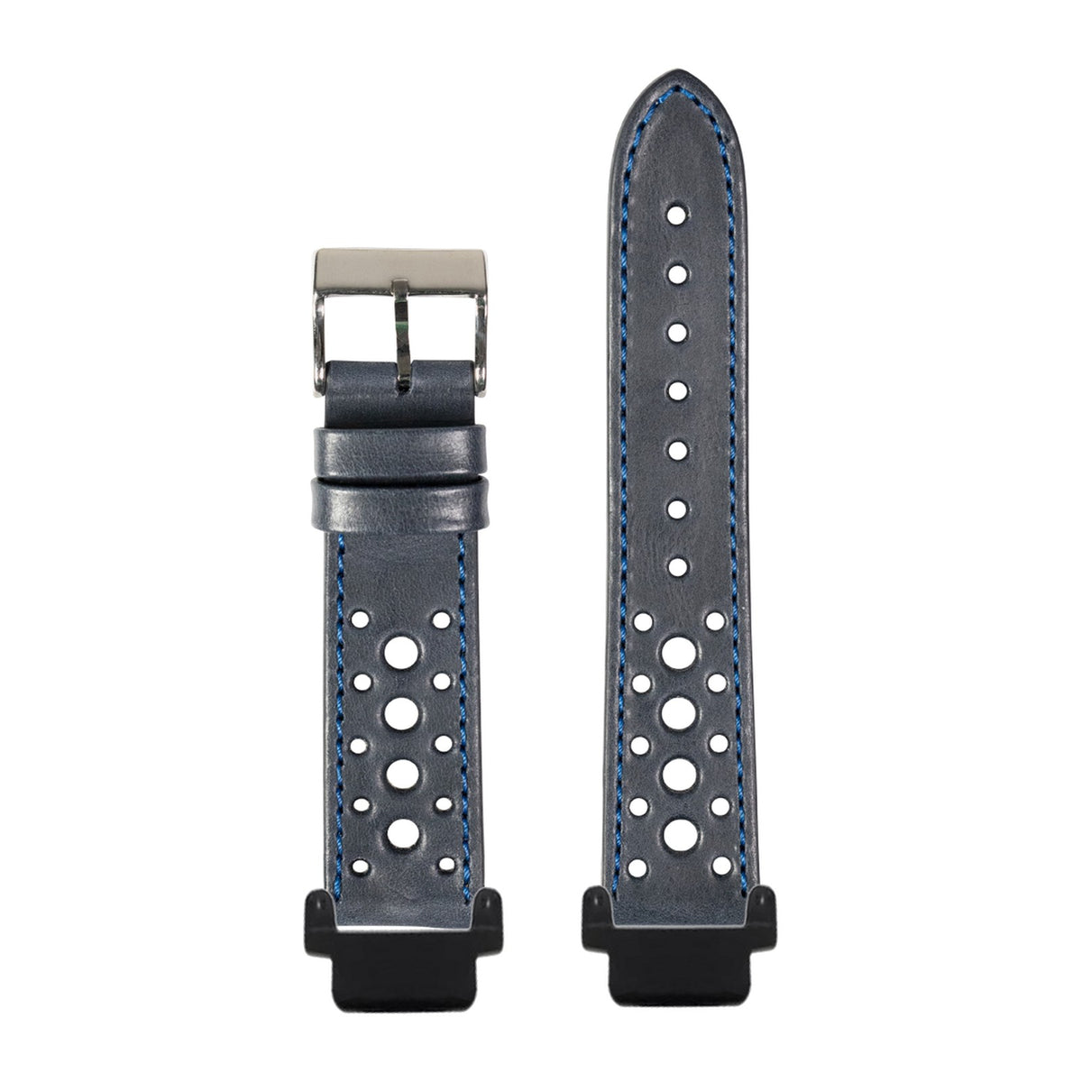 Leather - Daytona - Navy Blue Black with Garmin Forerunner 220/ 230/ 235/ 620/ 630/ 735XT Strap Adapters for Garmin Forerunner 220/ 230/ 235/ 620/ 630/ 735XT