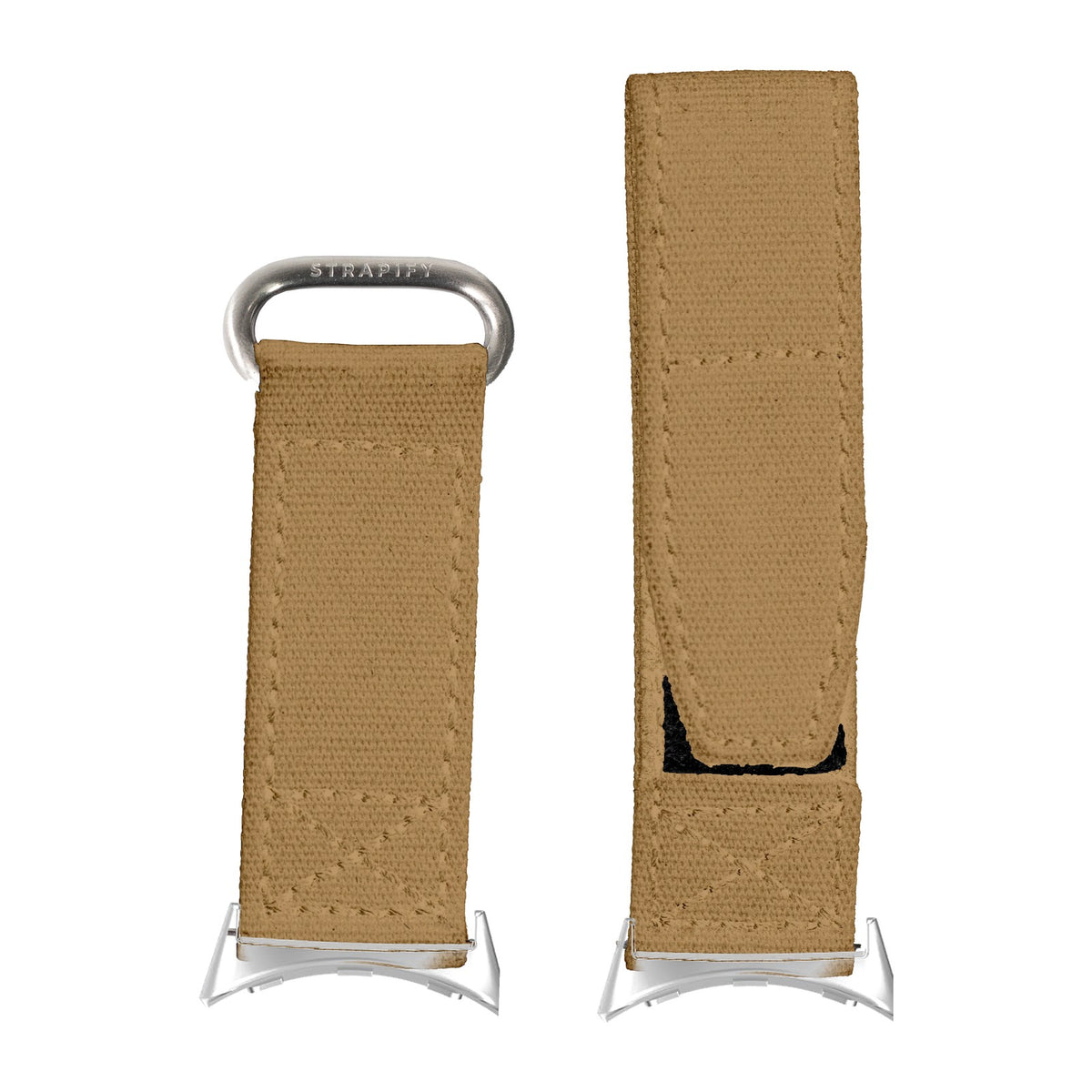 Military Velcro - Desert Sand Silver with Google Pixel Spring Bar Adapters - Wear Any 20mm Strap! for Pixel Watch 3-5 45mm