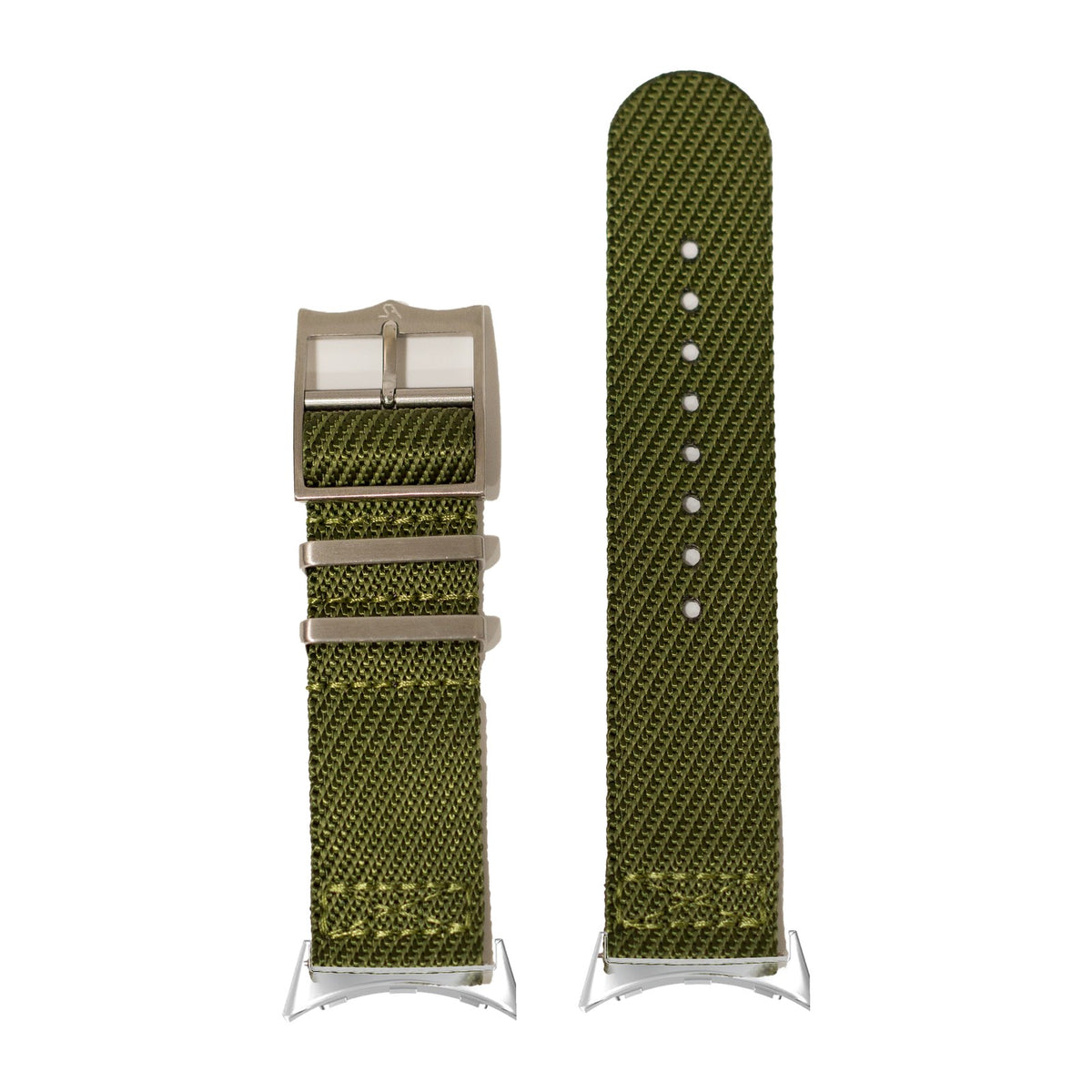 Cross Militex - Army Green Silver with Google Pixel Spring Bar Adapters - Wear Any 20mm Strap! for Pixel Watch 1-5 41mm
