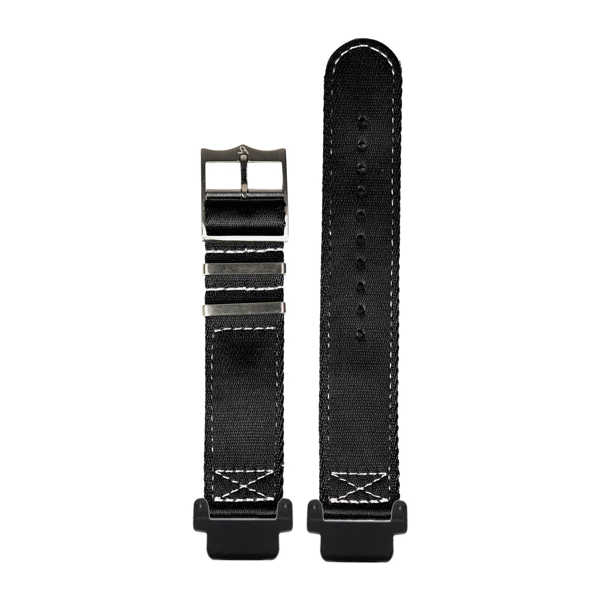 Ultra Militex - Black / White Stitching Black with Garmin Forerunner 220/ 230/ 235/ 620/ 630/ 735XT Strap Adapters for Garmin Forerunner 220/ 230/ 235/ 620/ 630/ 735XT