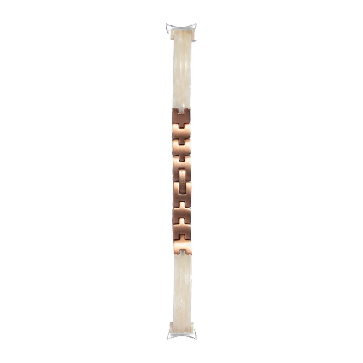 Acetate Bangle - White Pearl / Rose Gold Silver with Google Pixel Spring Bar Adapters - Wear Any 20mm Strap! for Pixel Watch 3-5 45mm