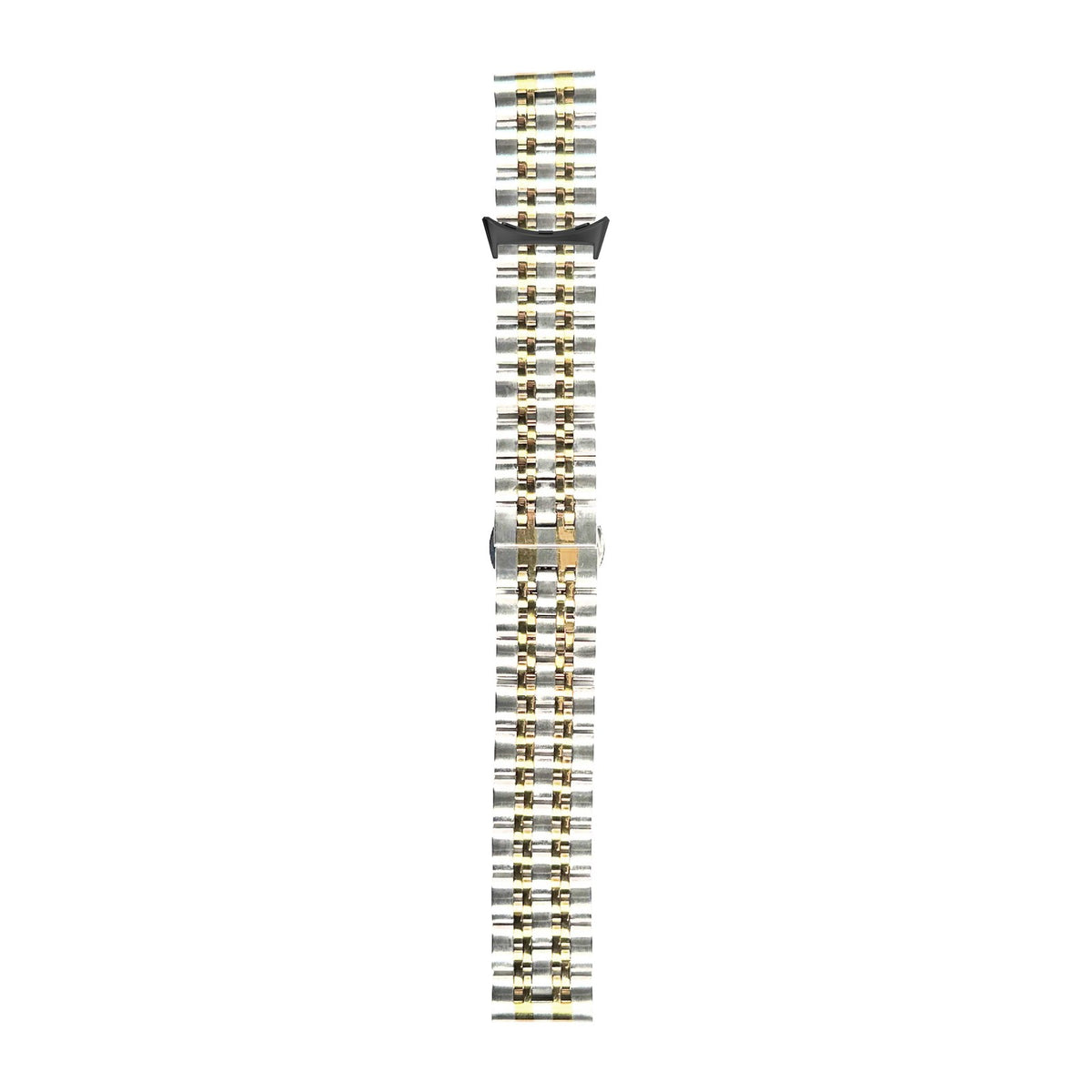 Steel Bracelet (Silver/Gold) - Deployment Clasp 2 Black with Google Pixel Spring Bar Adapters - Wear Any 20mm Strap! for Pixel Watch 1-5 41mm