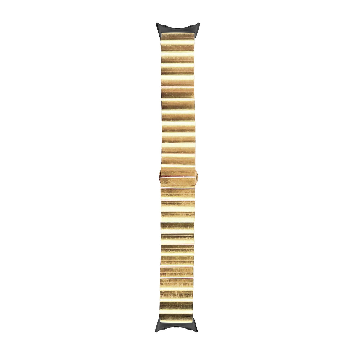 Steel Bracelet (Gold) - Deployment Clasp 3 Black with Google Pixel Spring Bar Adapters - Wear Any 20mm Strap! for Pixel Watch 1-5 41mm