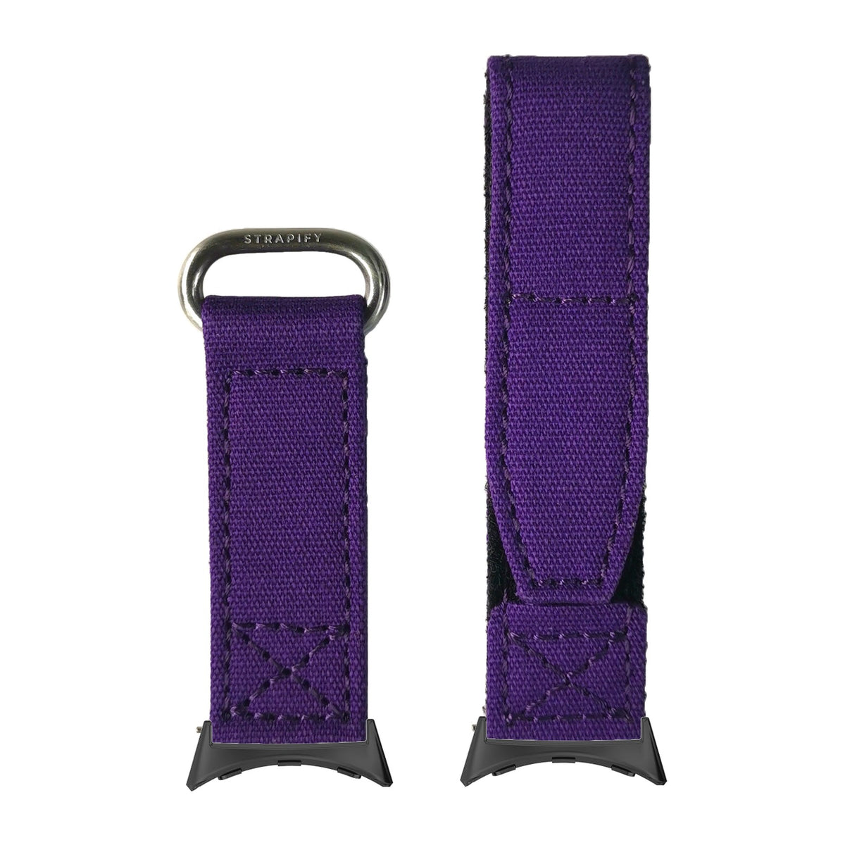 Military Velcro - Purple Black with Google Pixel Spring Bar Adapters - Wear Any 20mm Strap! for Pixel Watch 1-5 41mm