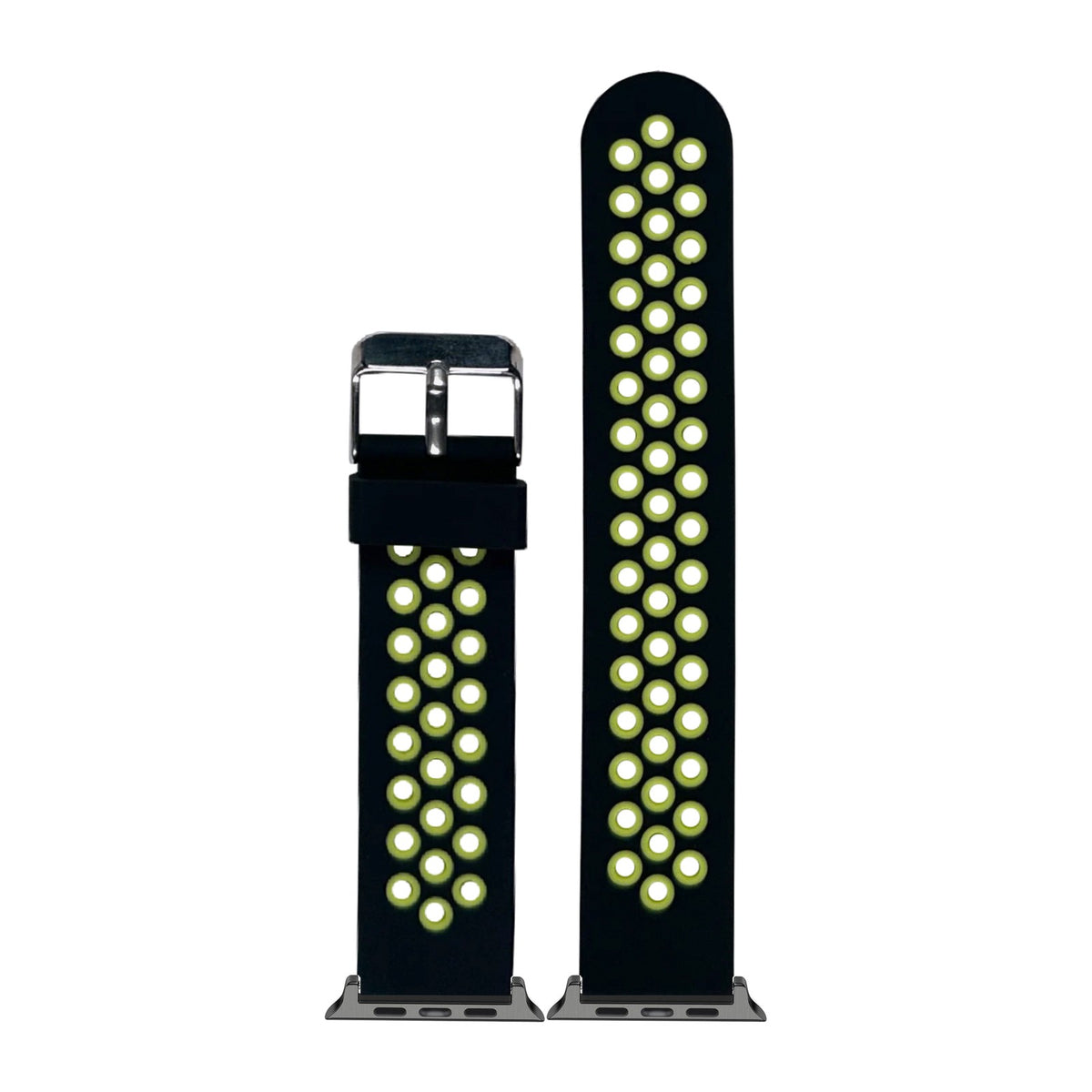 Flexi Sports Silicone Black/Highlighter Green Black with Connecters - Spring Bar Type for Apple Watch
