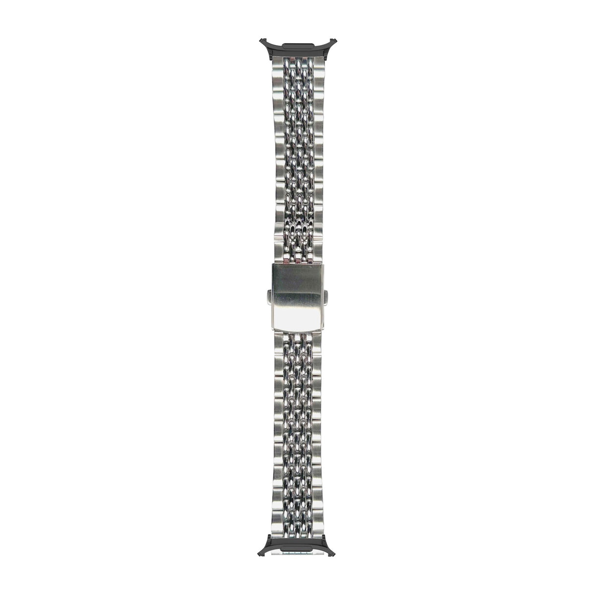 Steel Bracelet - Beads of Rice Silver Black with Strap Adapter for Galaxy Watch 8-9/Ultra