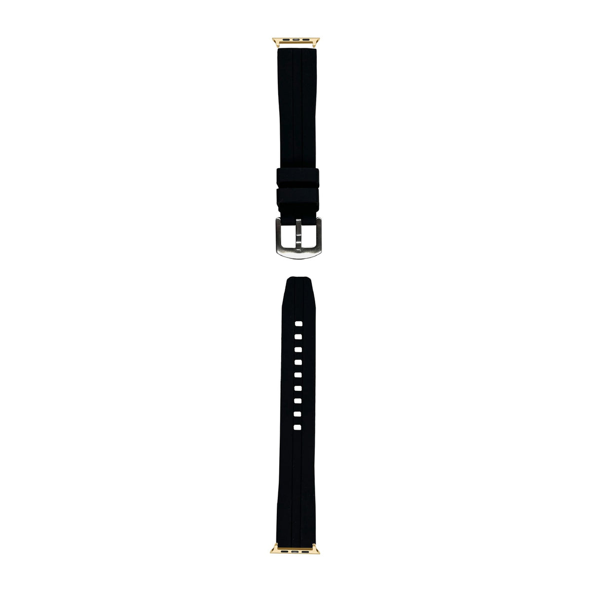 Large Silicone - Black Gold with Connecters - Spring Bar Type for Apple Watch