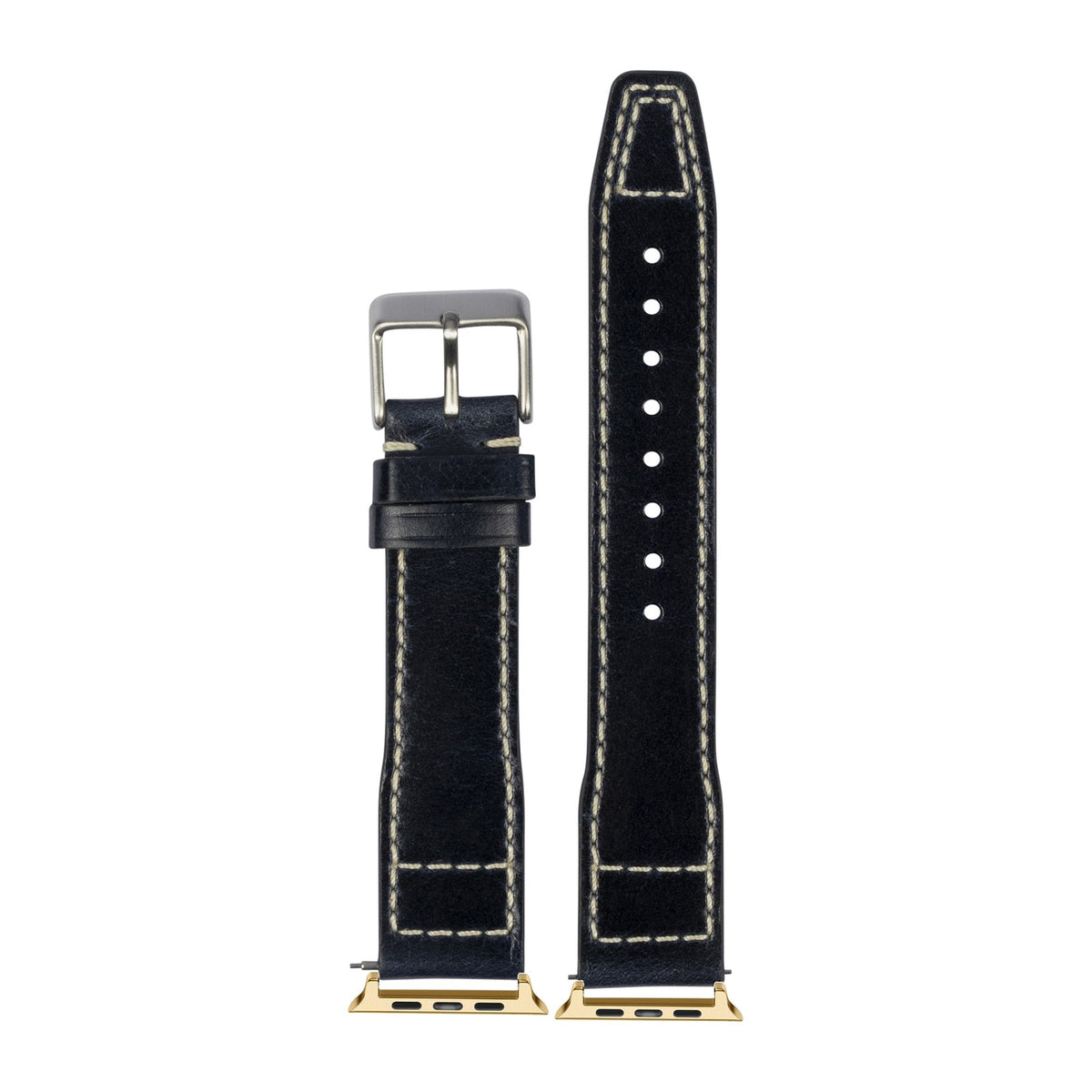 Pilot Leather - Black Gold with Connecters - Spring Bar Type for Apple Watch