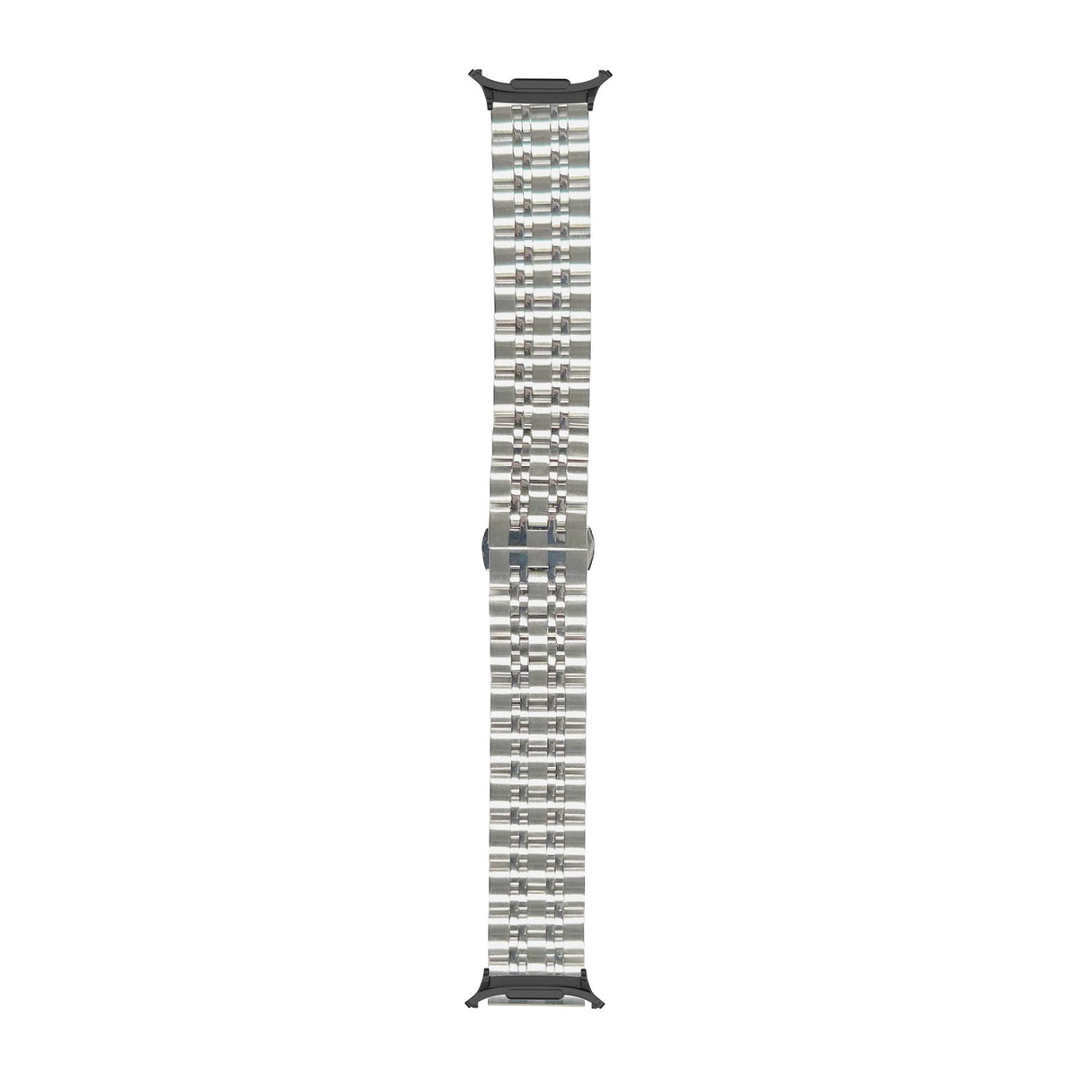 Steel Bracelet (Silver) - Deployment Clasp 2 Black with Strap Adapter for Galaxy Watch 8-9/Ultra