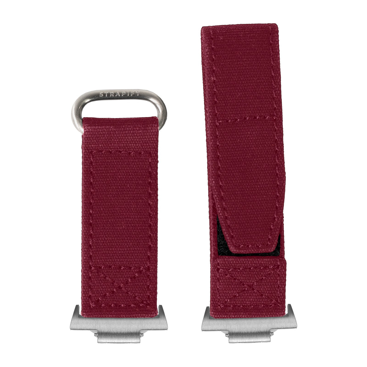 Military Velcro - Wine Red Silver with Strap Adapter for Tissot PRX 40