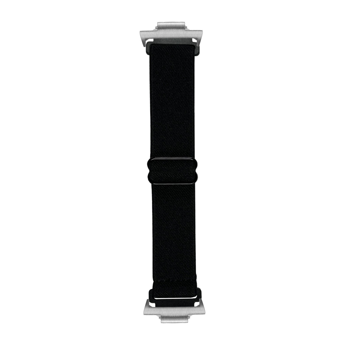 Weaved Elastic Loop Black Silver with Strap Adapter for Tissot PRX 40