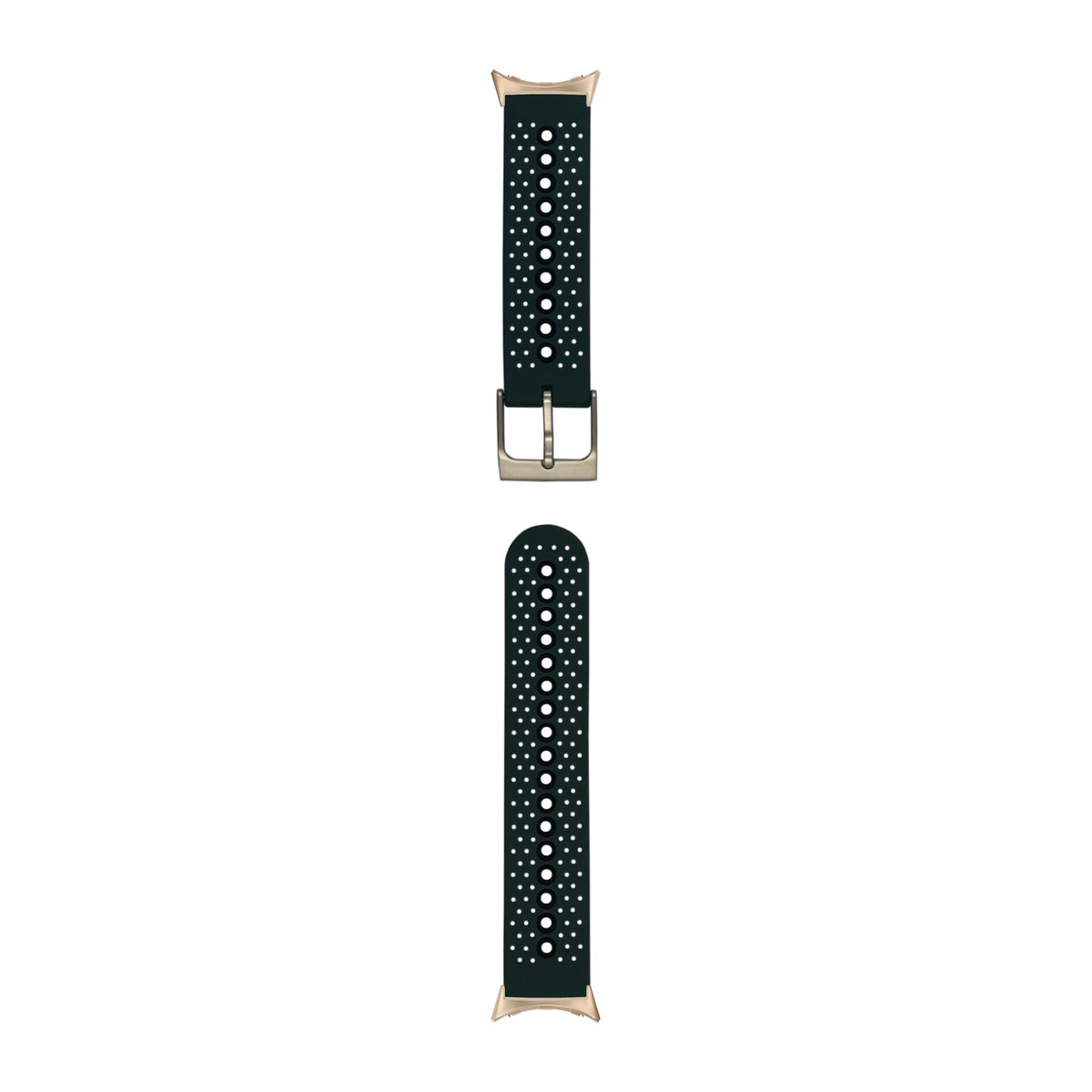 Flexi Sports Silicone 2 Forest Green Rose Gold with Google Pixel Spring Bar Adapters - Wear Any 20mm Strap! for Pixel Watch 3-5 45mm
