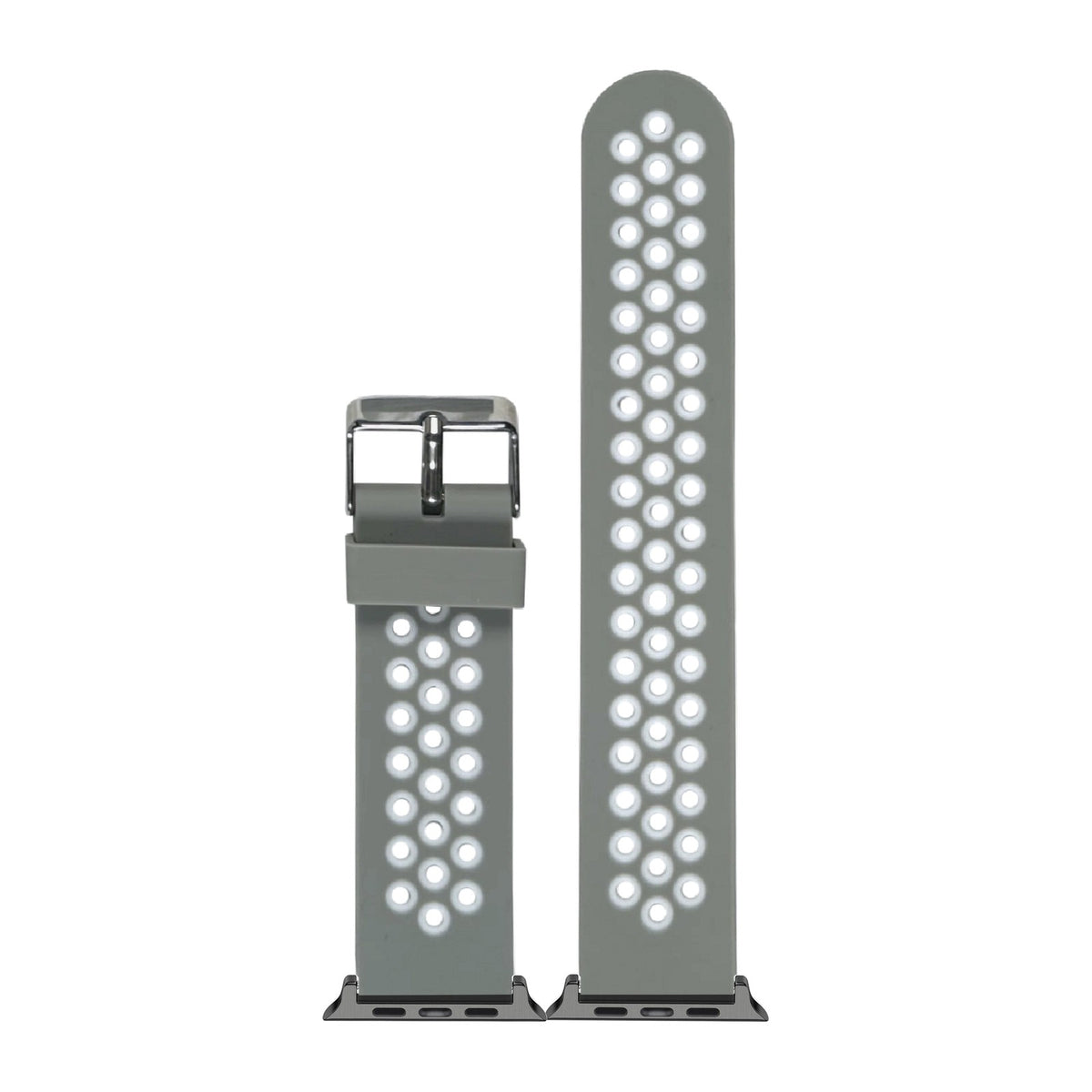 Flexi Sports Silicone Grey/White Black with Connecters - Spring Bar Type for Apple Watch