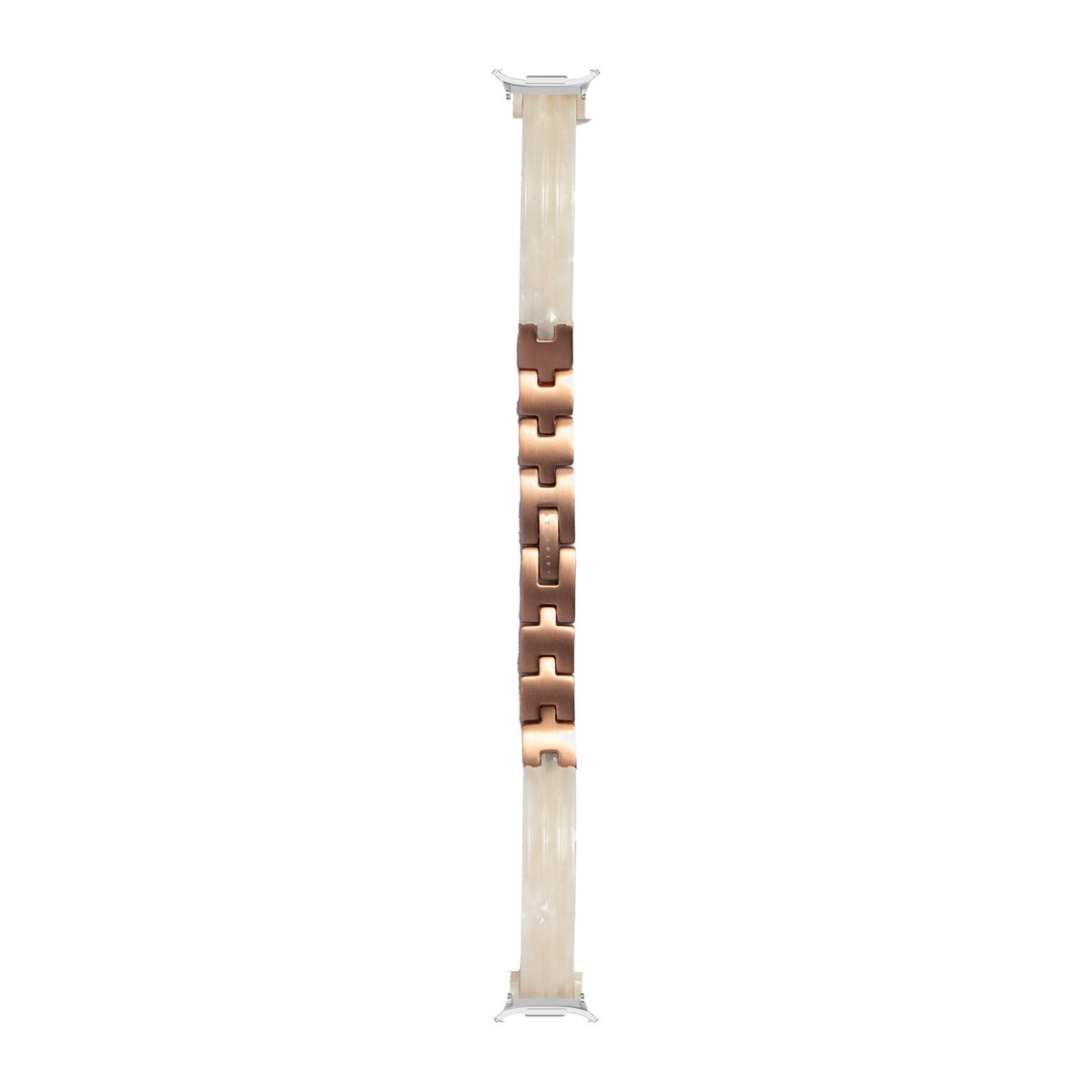 Acetate Bangle - White Pearl / Rose Gold Silver with Strap Adapter for Galaxy Watch 8-9/Ultra