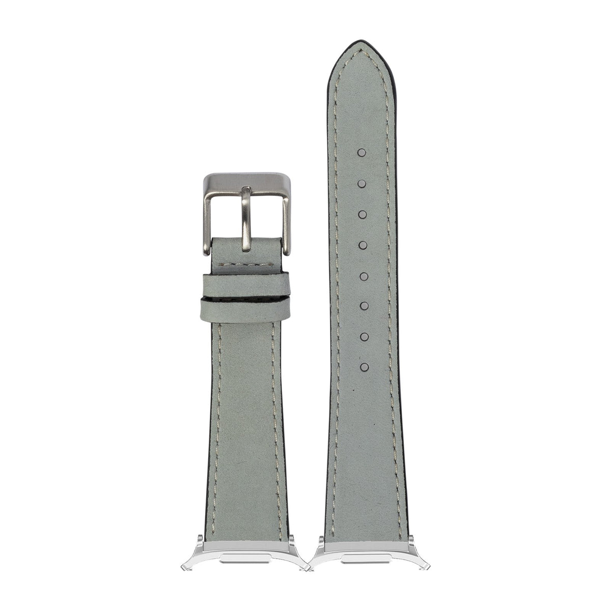 Nubuck Leather - Sky Blue | White Stitching Silver with Strap Adapter for Galaxy Watch 8-9/Ultra