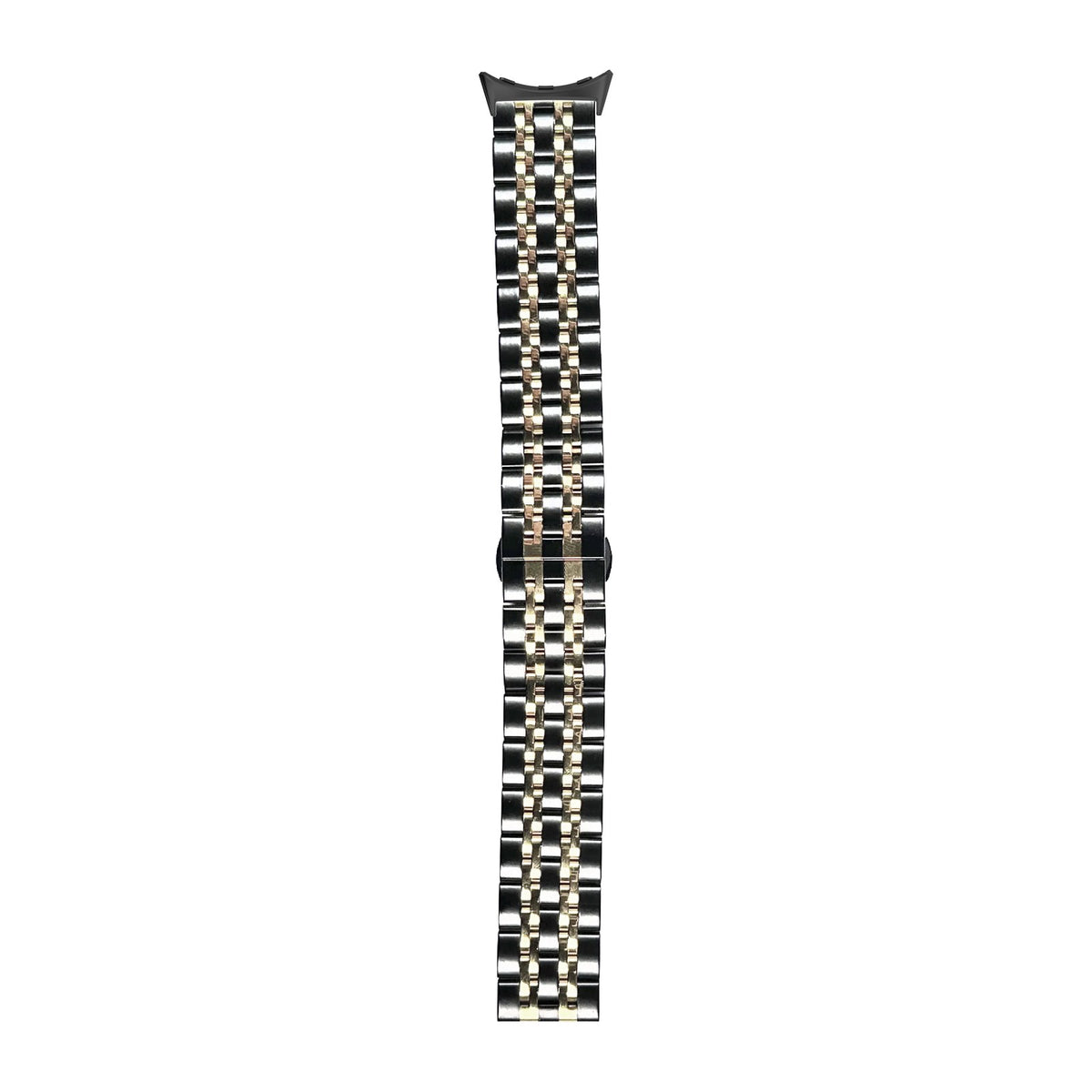 Steel Bracelet Deployant Clasp 2 - Black / Gold Black with Google Pixel Spring Bar Adapters - Wear Any 20mm Strap! for Pixel Watch 1-5 41mm