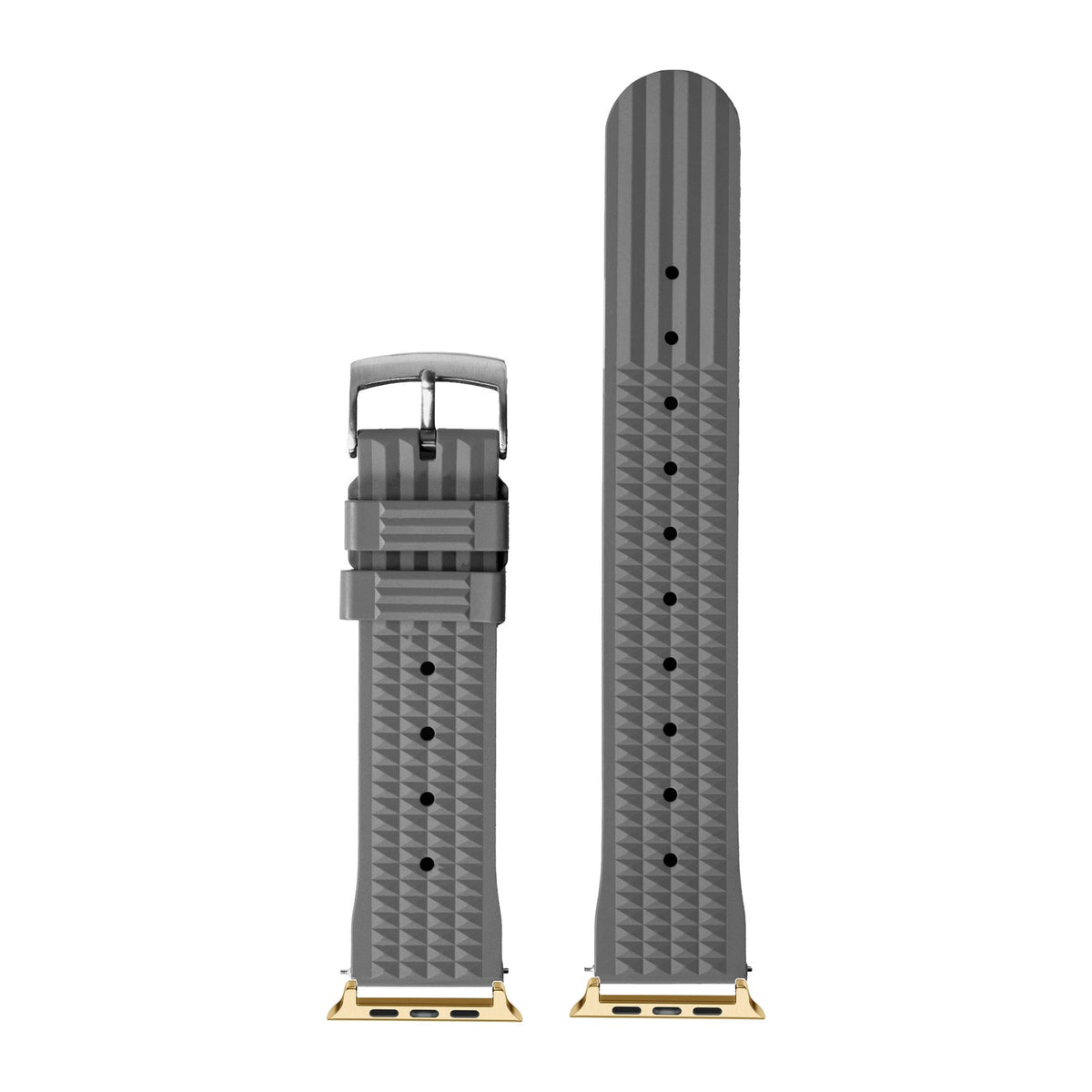 King Waffle FKM Rubber - Grey Gold with Connecters - Spring Bar Type for Apple Watch